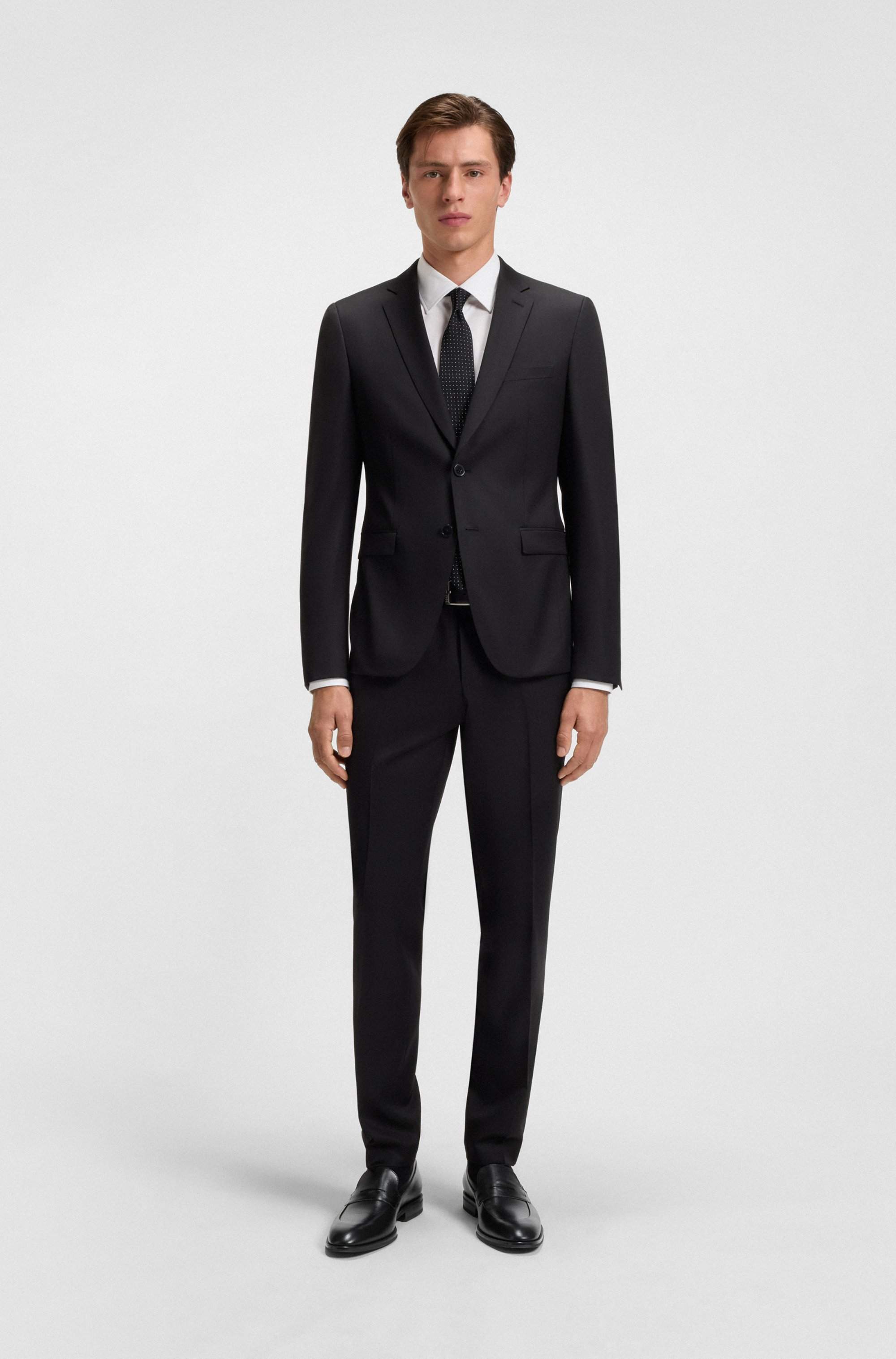 Leather loafers with penny-style trim