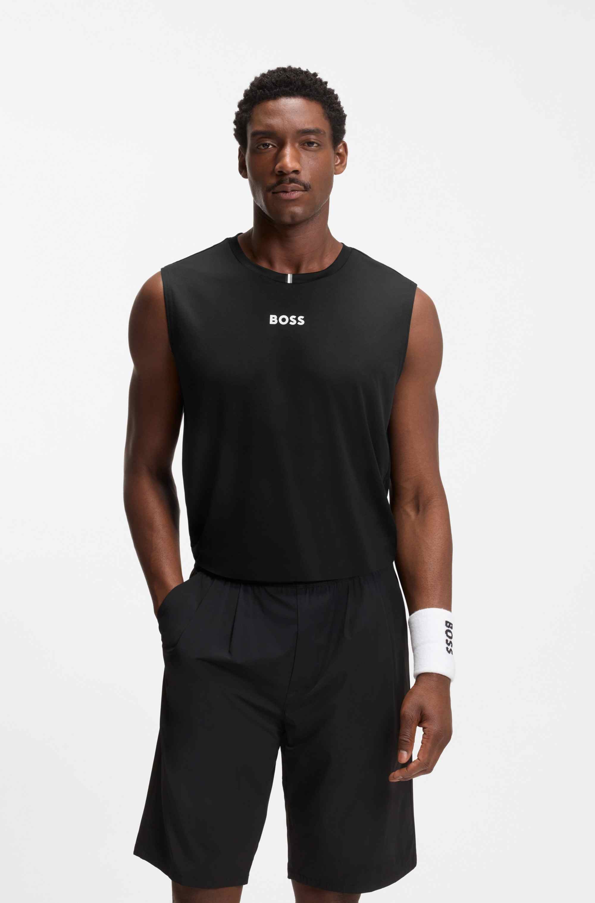 Active Sleeveless logo T-shirt in quick-dry fabric