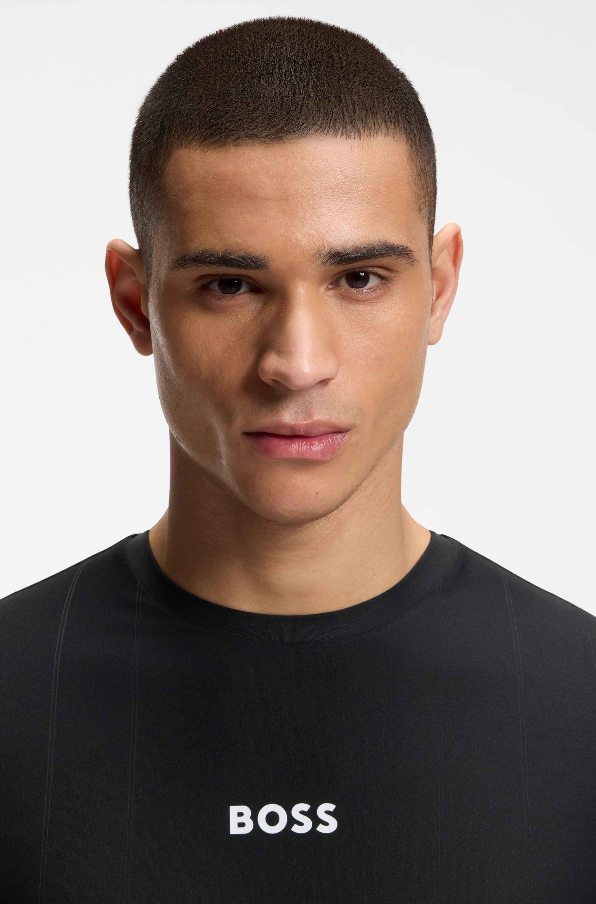 Active Jacquard-stripe slim-fit T-shirt with logo print