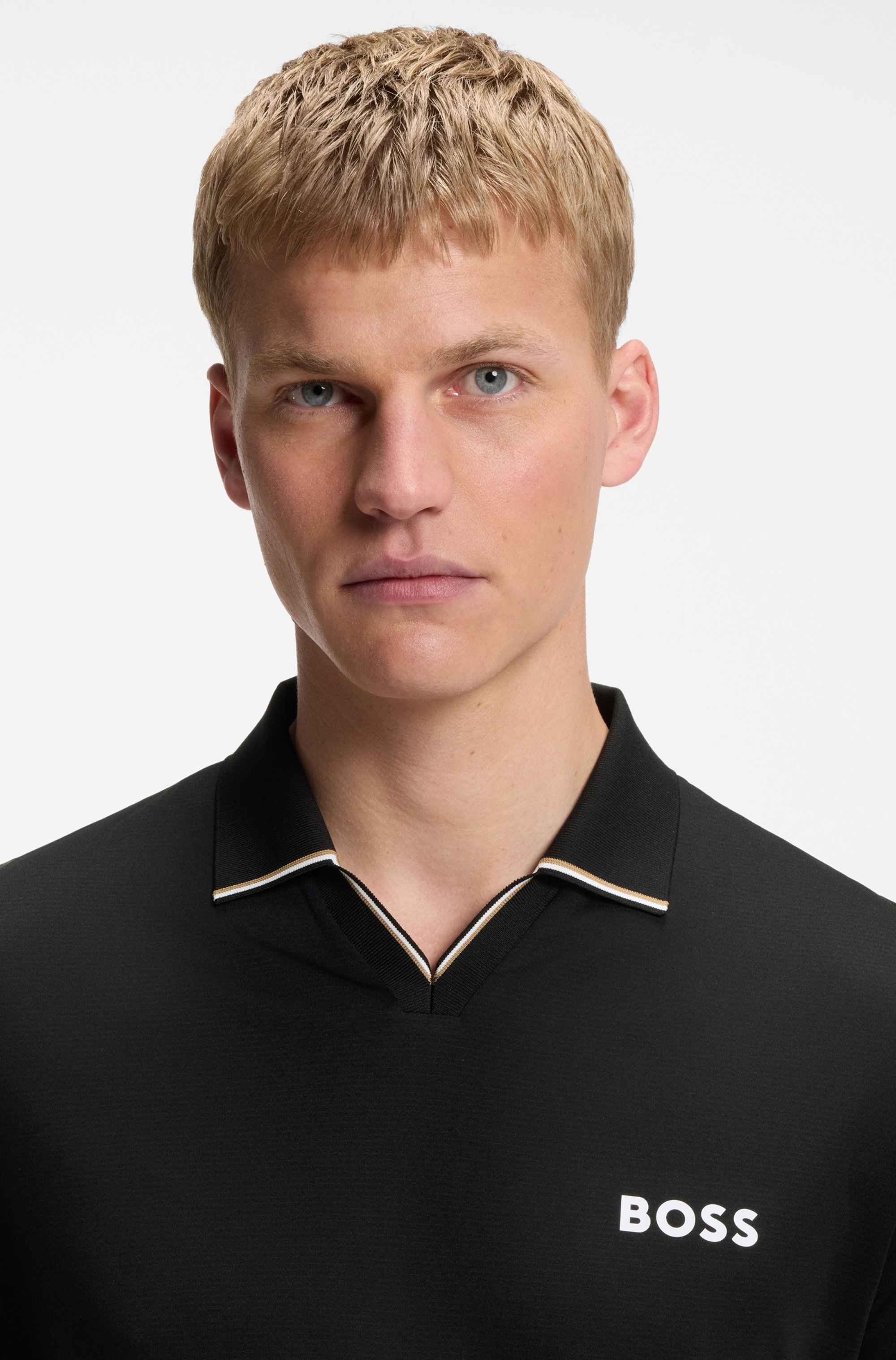 Active slim-fit polo shirt with signature-stripe details
