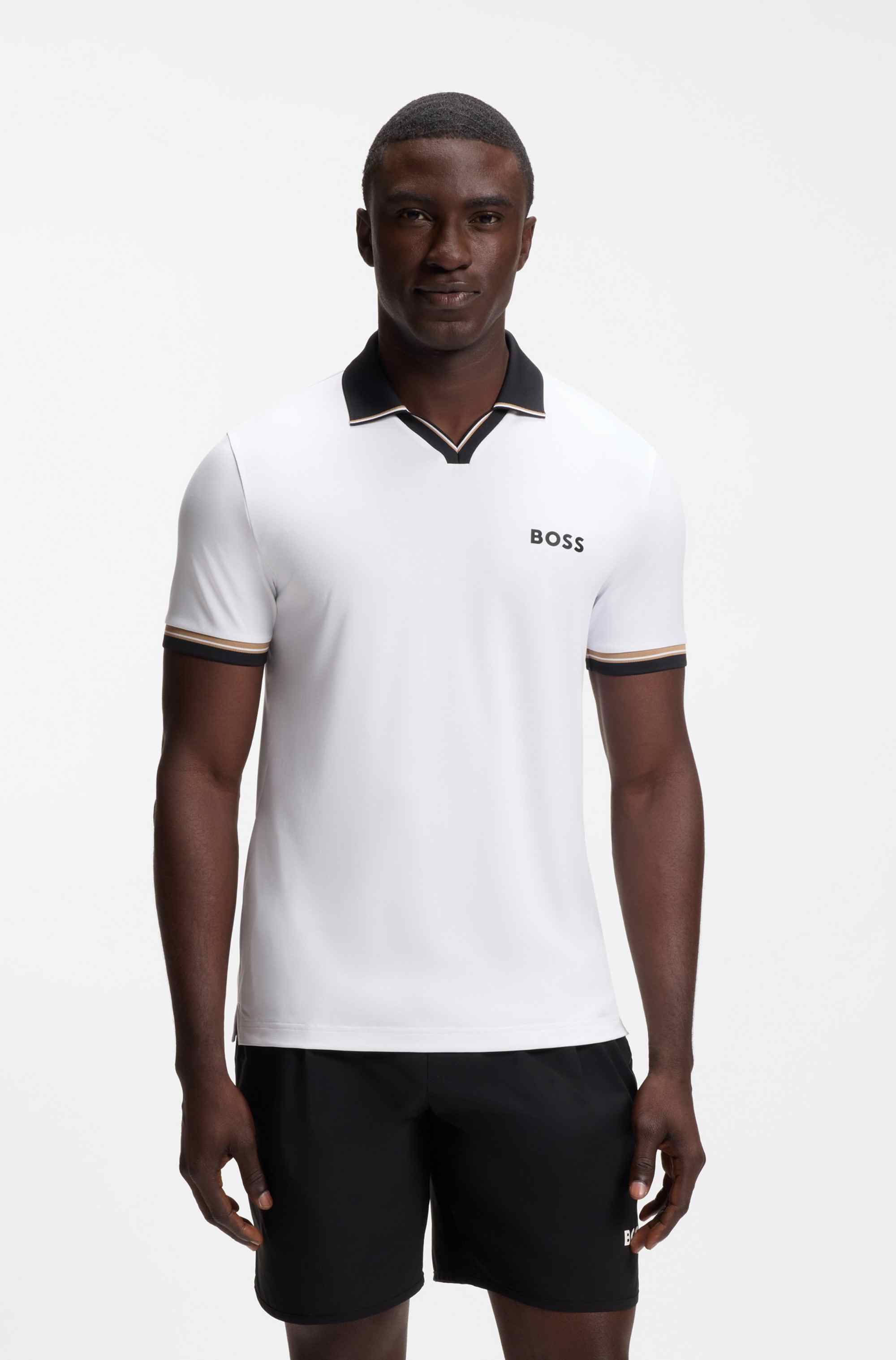 Active slim-fit polo shirt with signature-stripe details