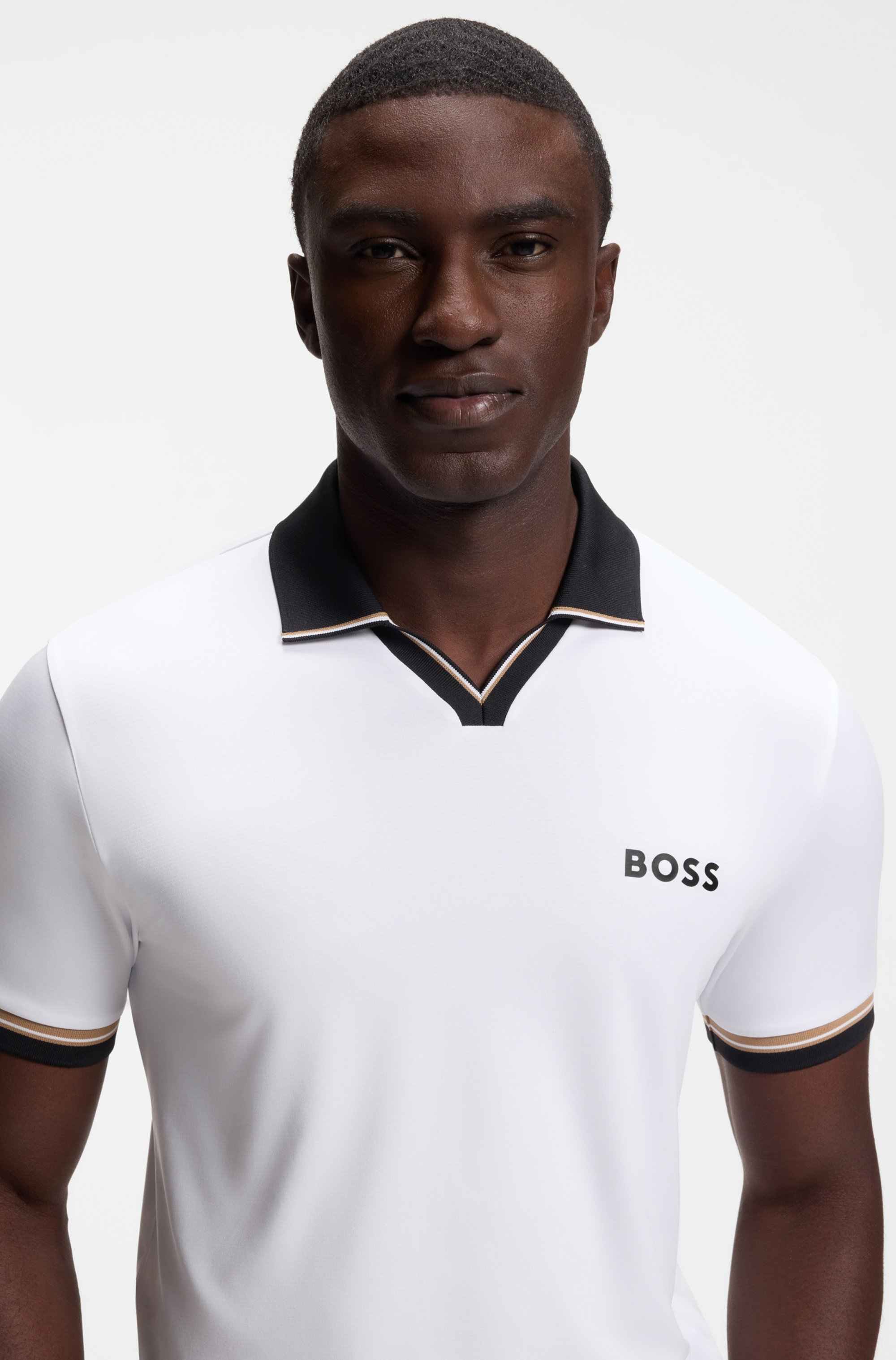 Active slim-fit polo shirt with signature-stripe details