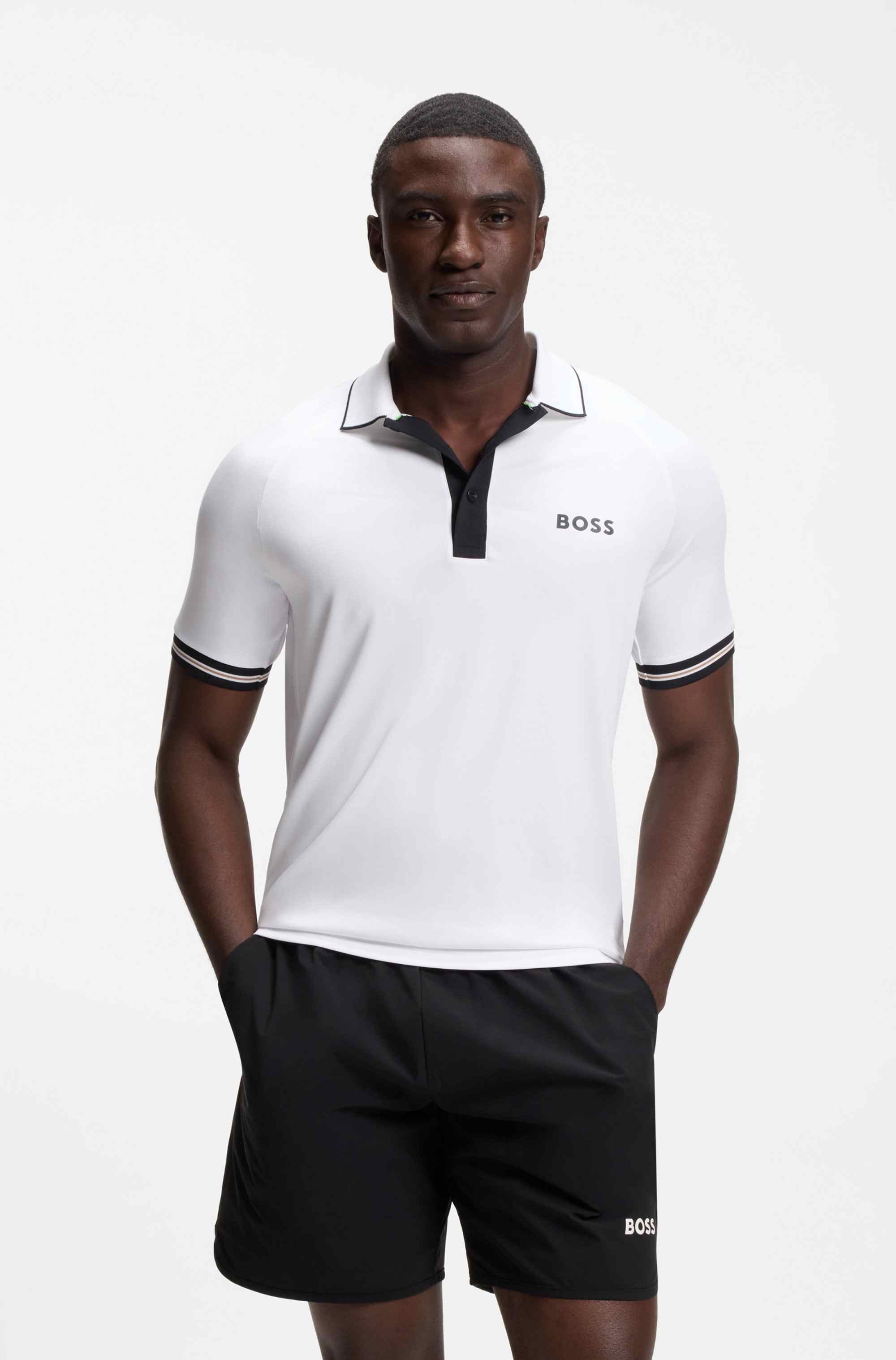 Active slim-fit polo shirt with moisture management