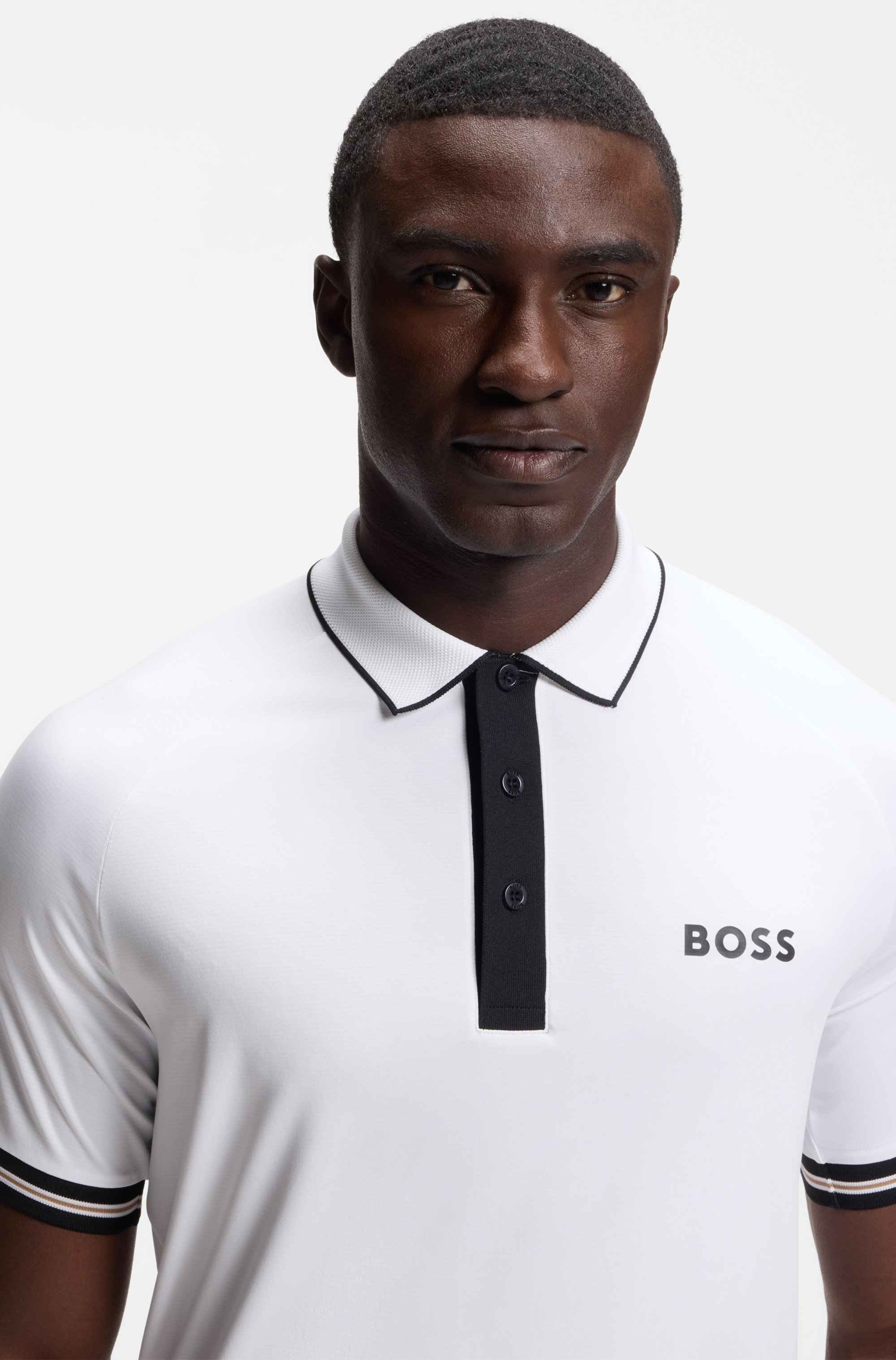 Active slim-fit polo shirt with moisture management