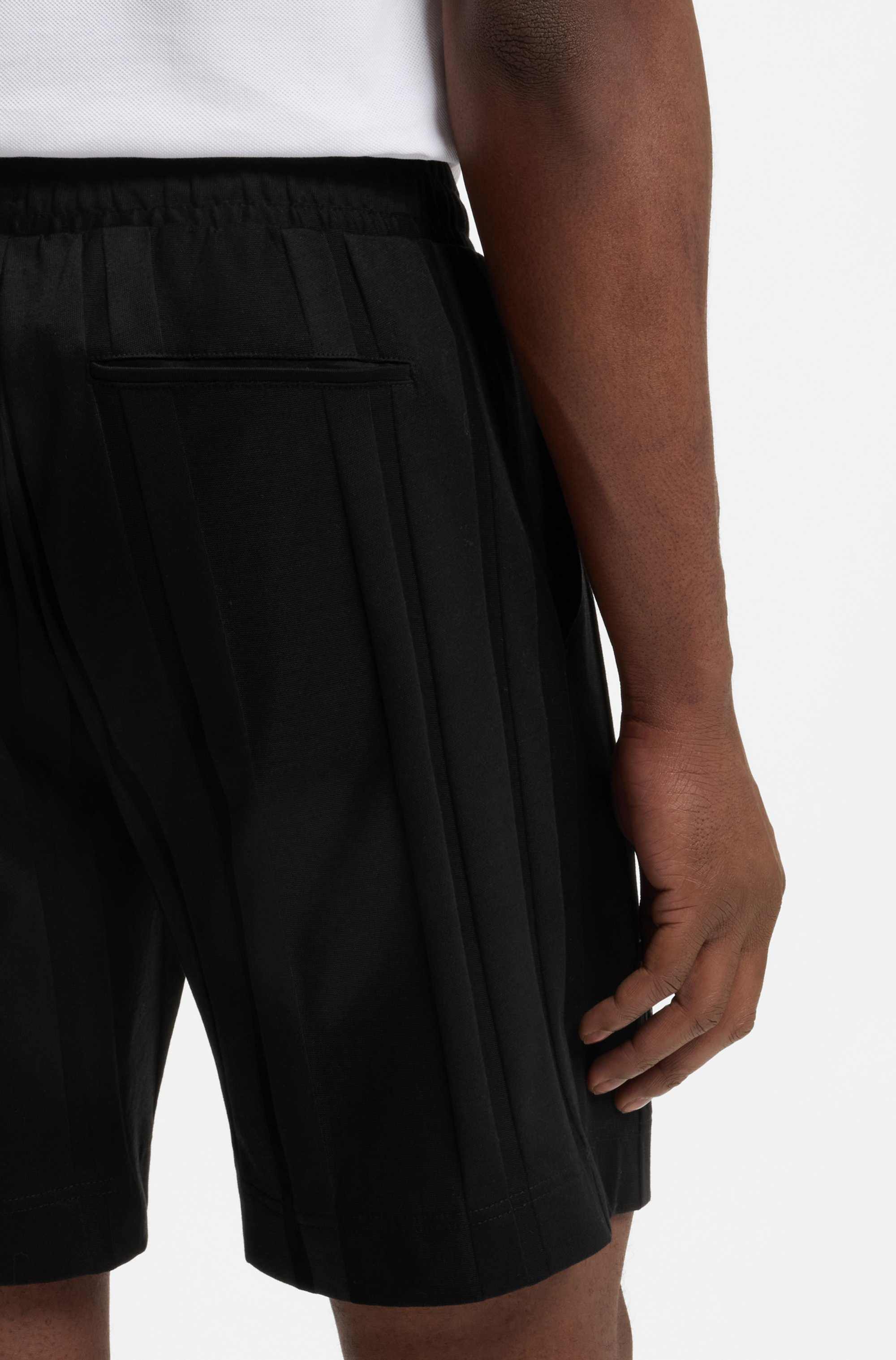 Cotton-jersey shorts with matte and lustrous stripes