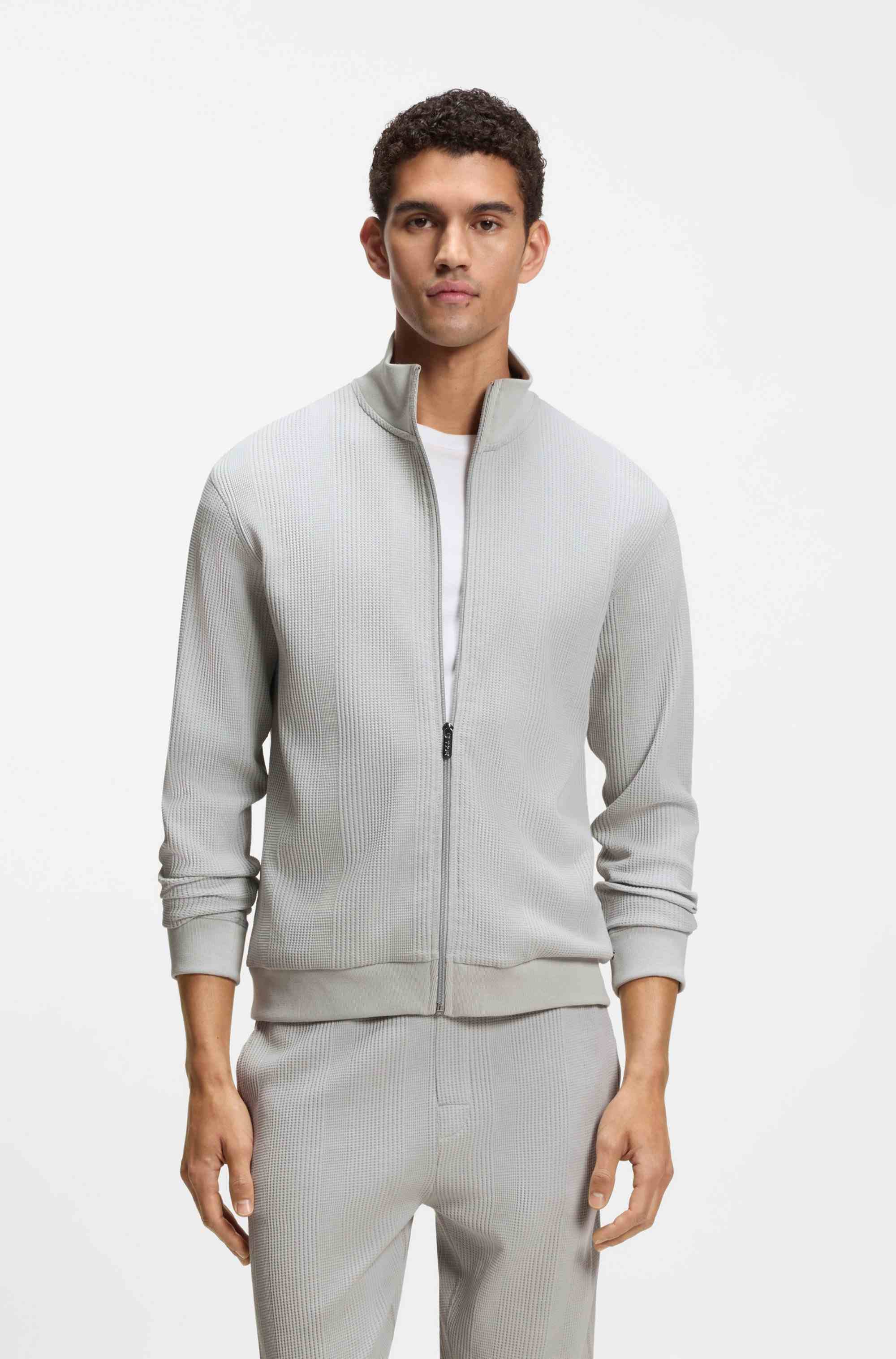 Cotton-blend jacket with waffle structure