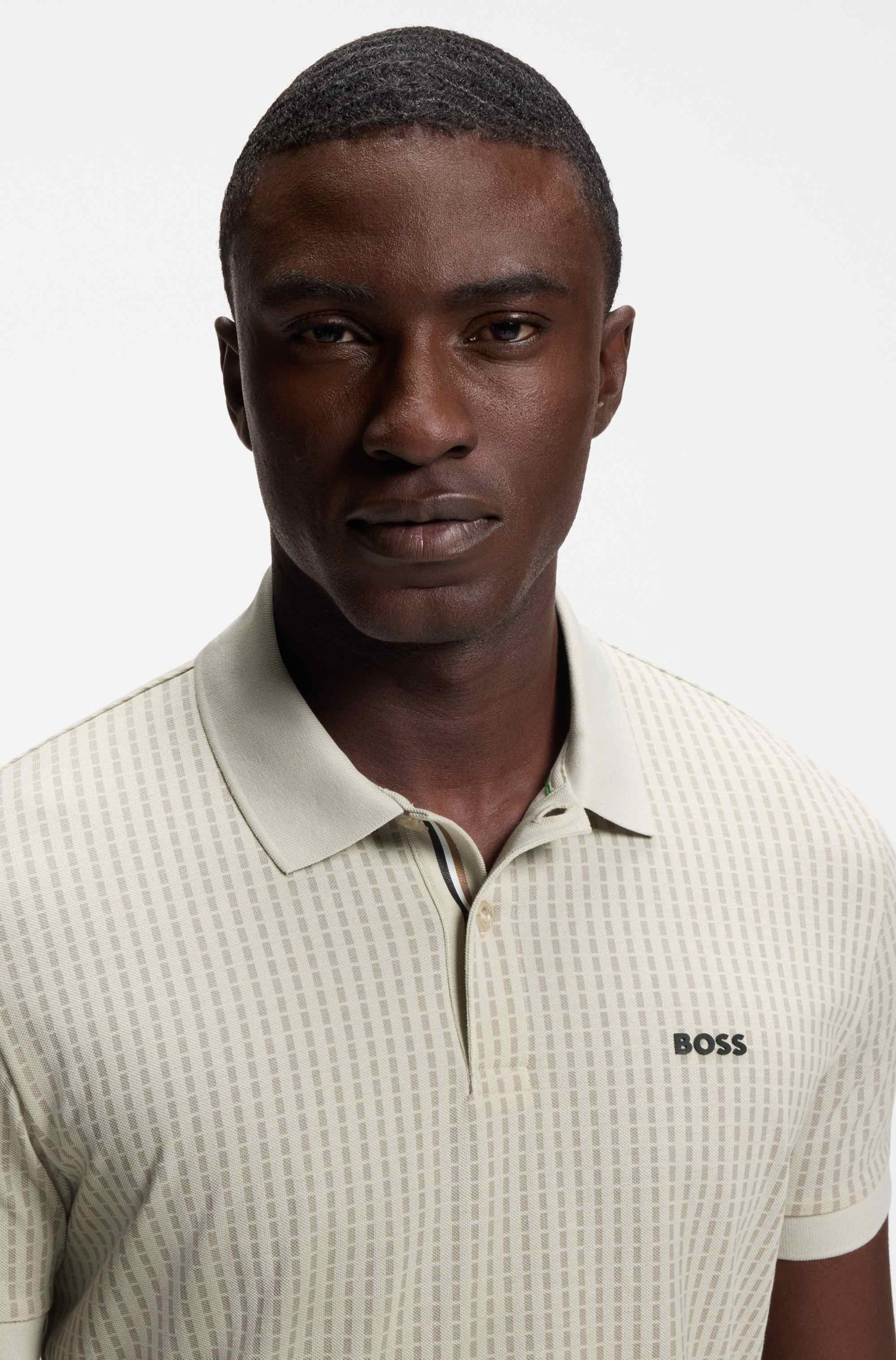 Cotton-piqué polo shirt with all-over print
