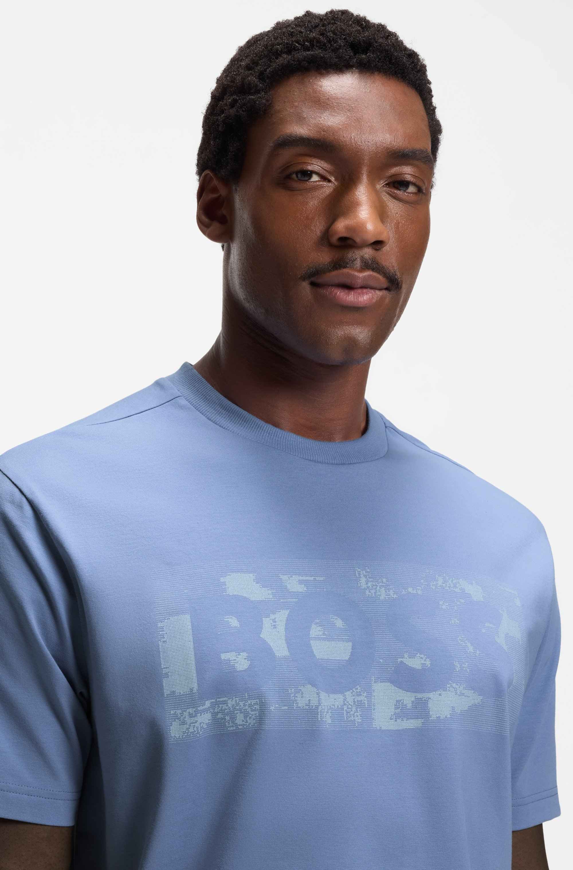 Stretch-cotton T-shirt with logo artwork