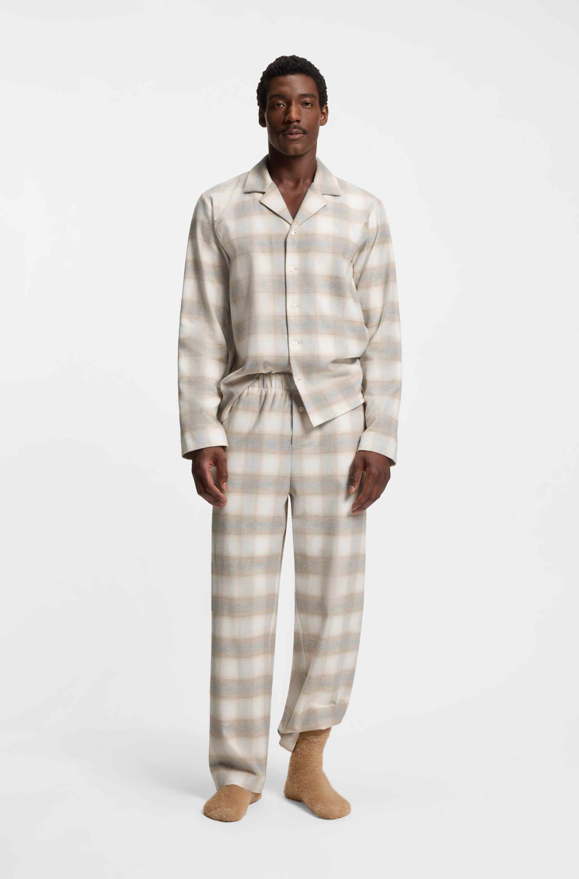 Cotton-flannel pyjama set with Vichy check