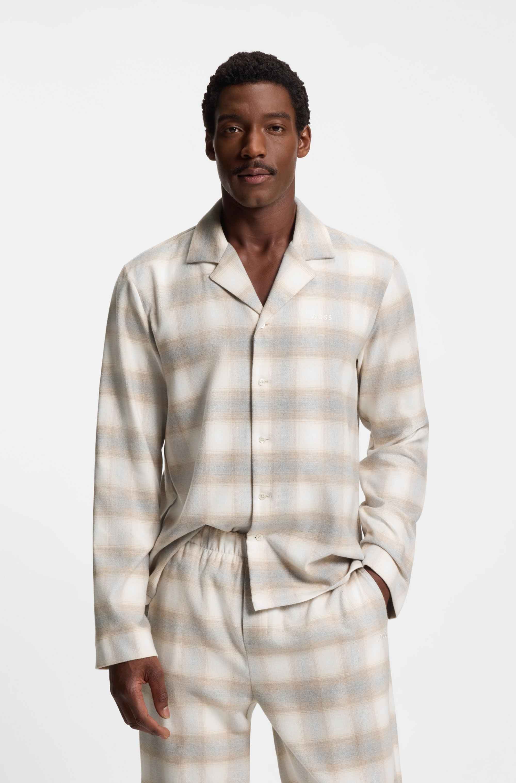 Cotton-flannel pyjama set with Vichy check