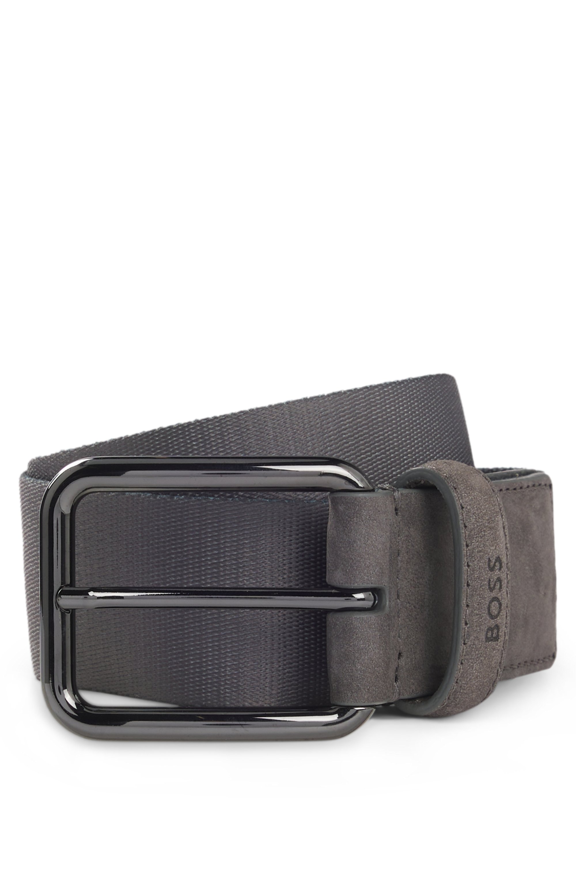 BOSS x ASTON MARTIN belt in nubuck leather with webbing