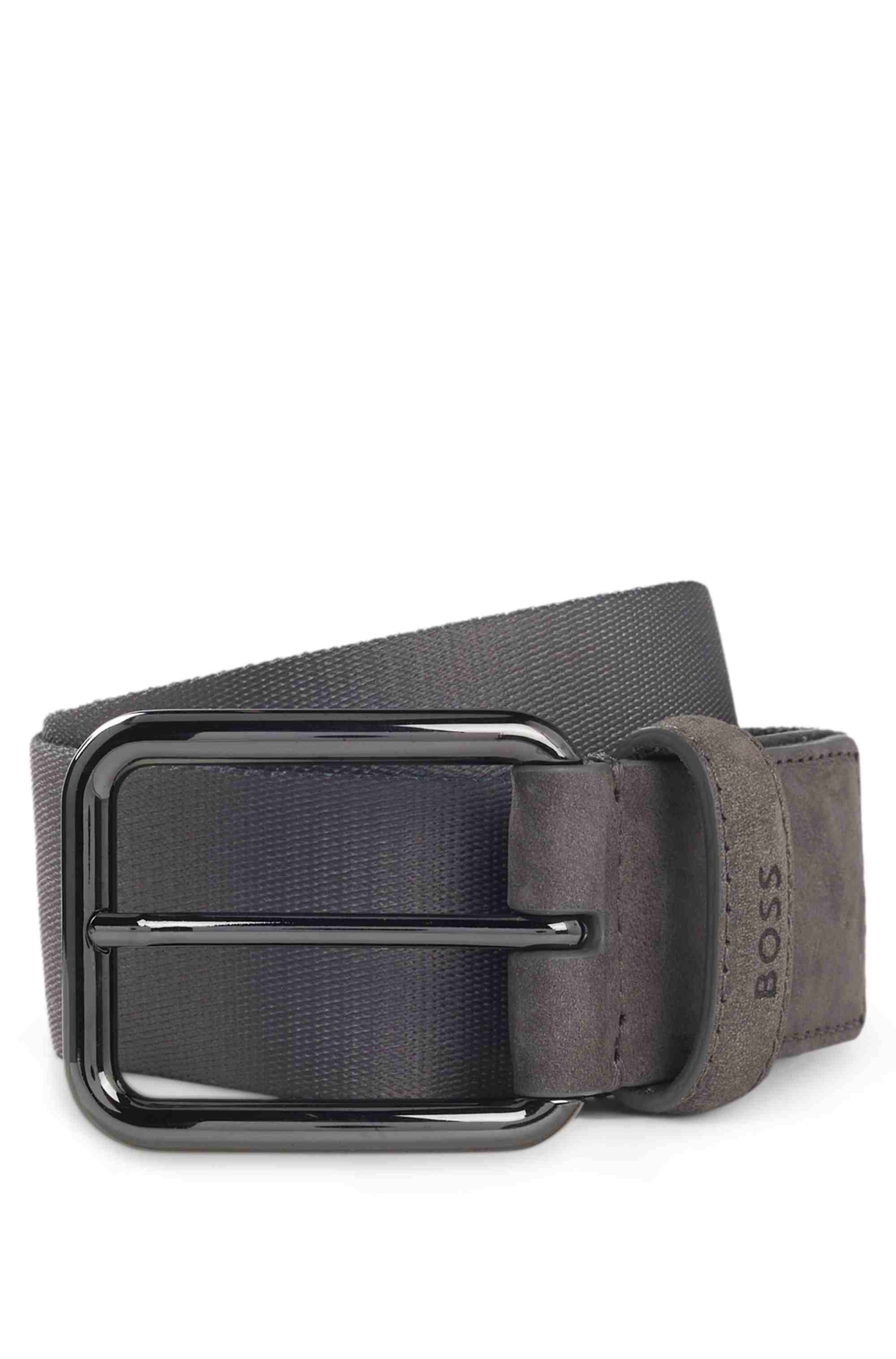 BOSS x ASTON MARTIN belt in nubuck leather with webbing