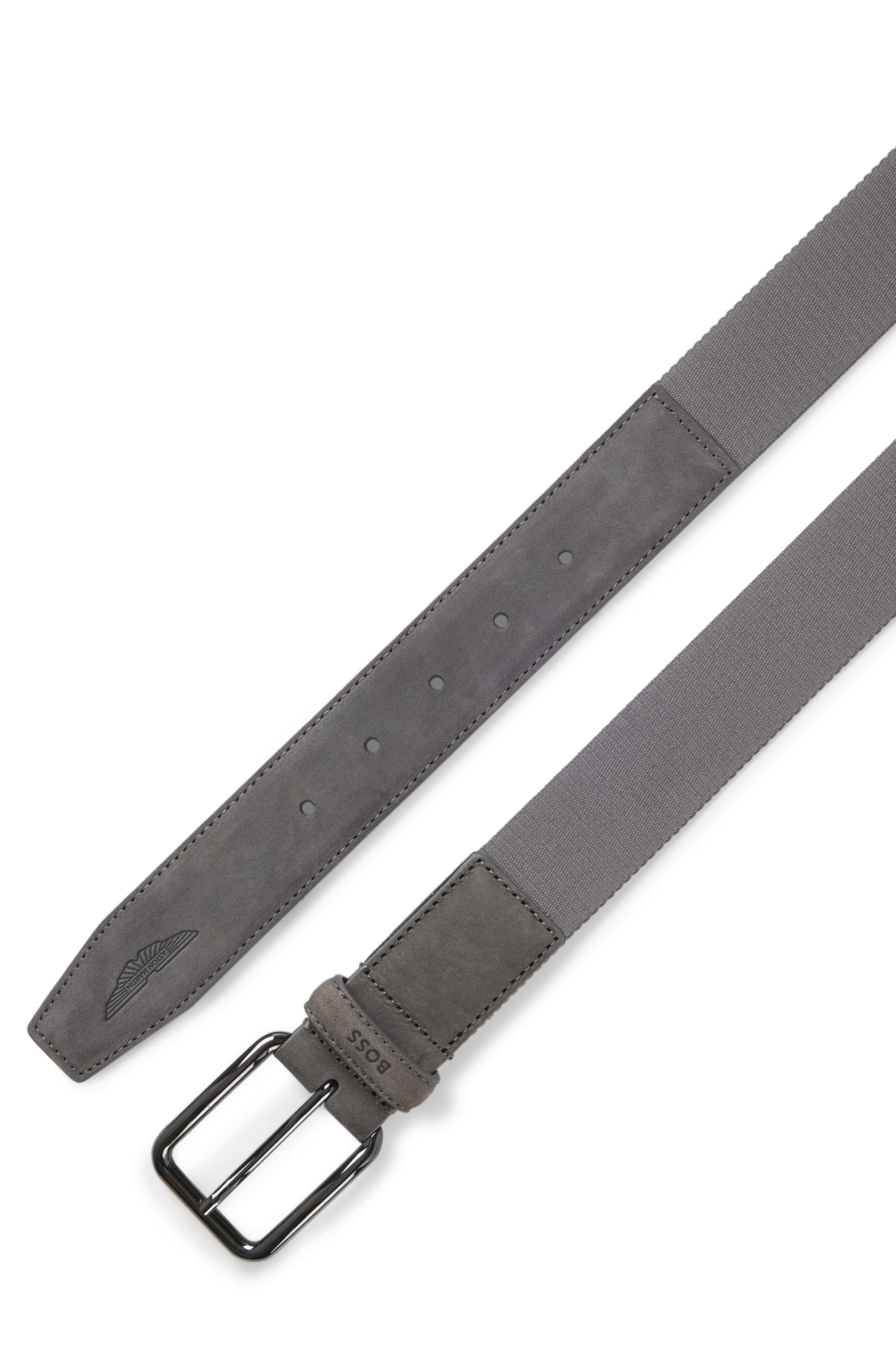 BOSS x ASTON MARTIN belt in nubuck leather with webbing