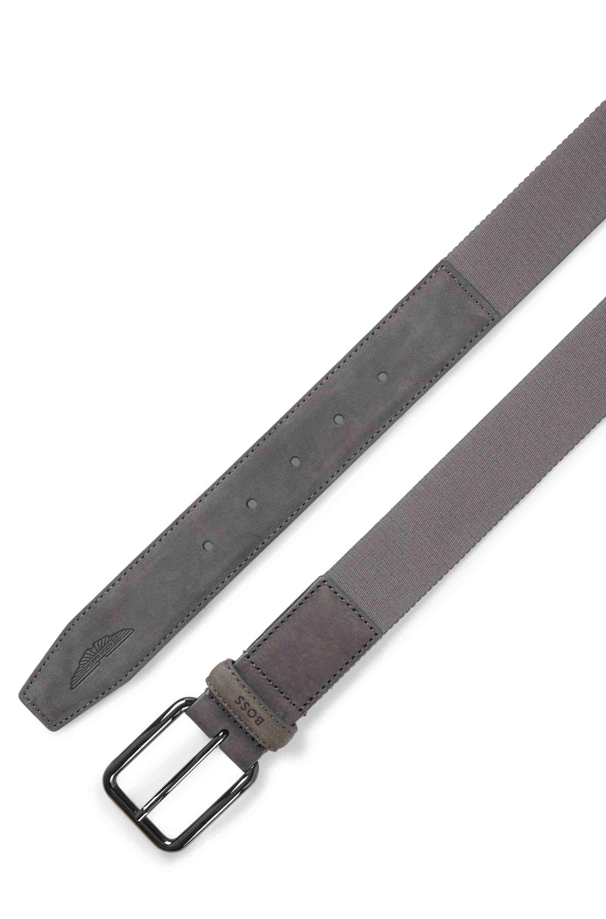 BOSS x ASTON MARTIN belt in nubuck leather with webbing
