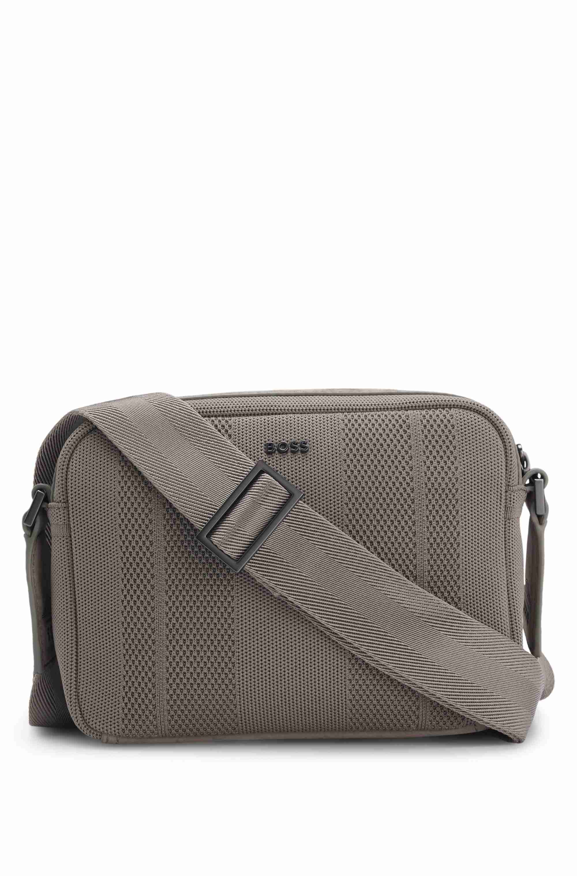 BOSS x ASTON MARTIN knitted crossbody bag with suede trims