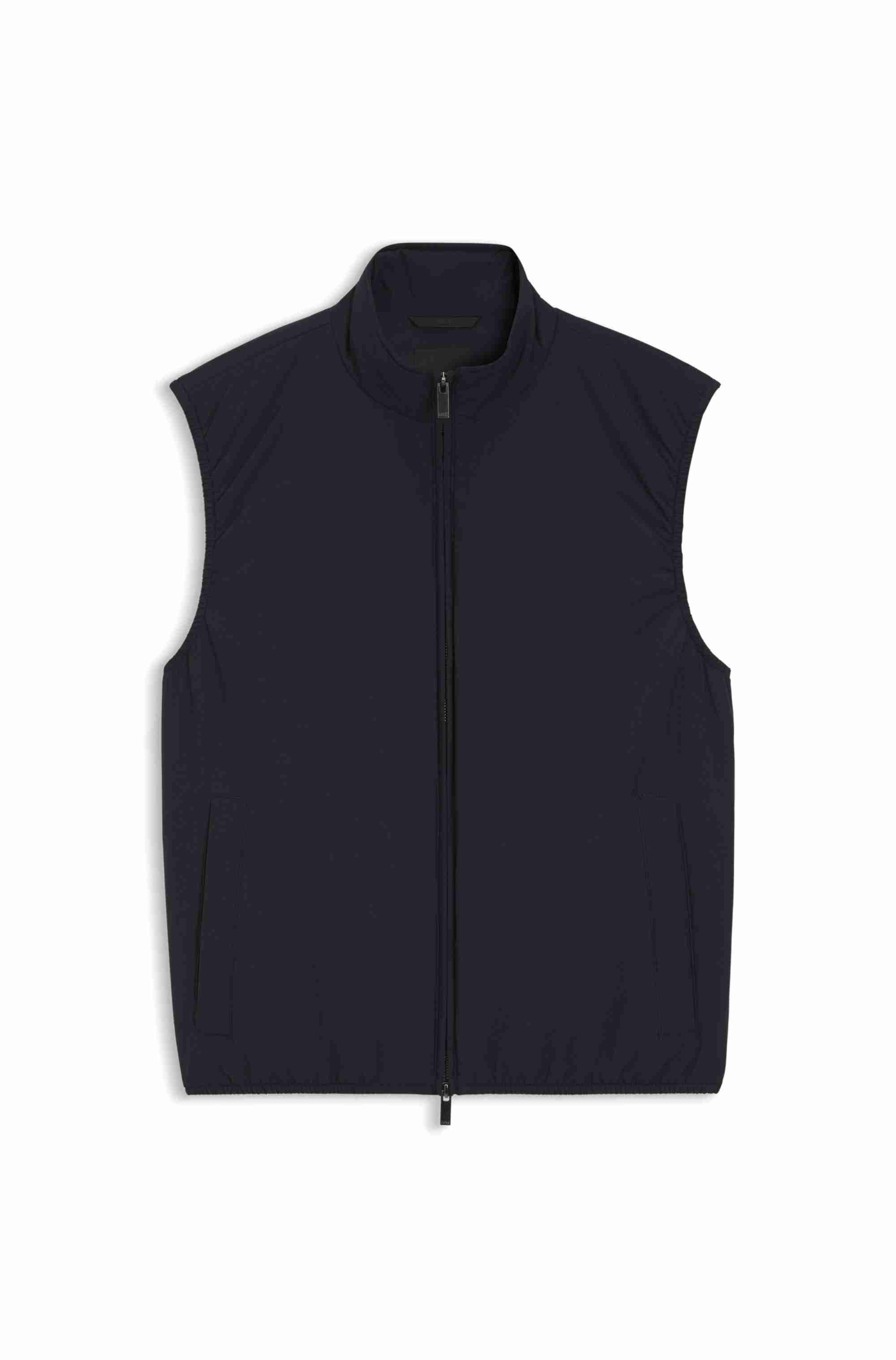 Water-repellent gilet with knitted trims