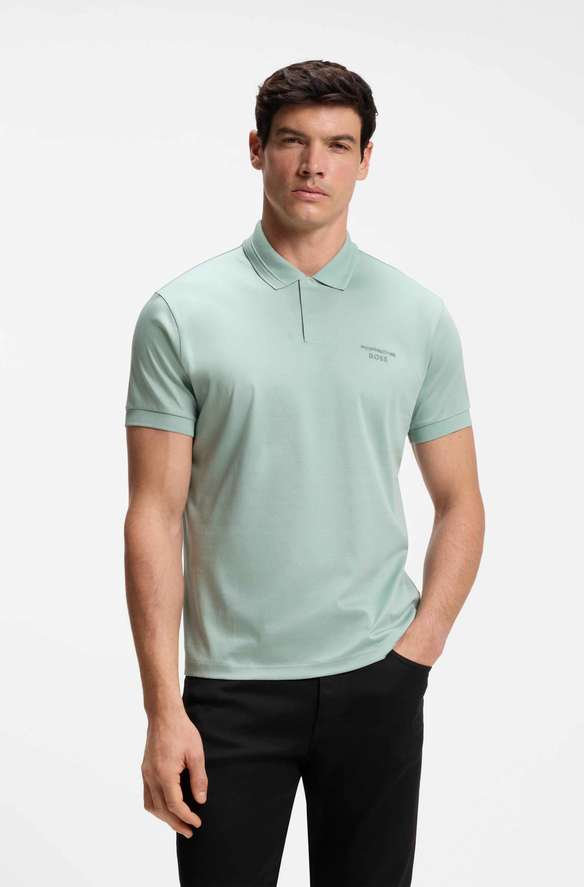 Porsche x BOSS polo shirt in mercerised cotton