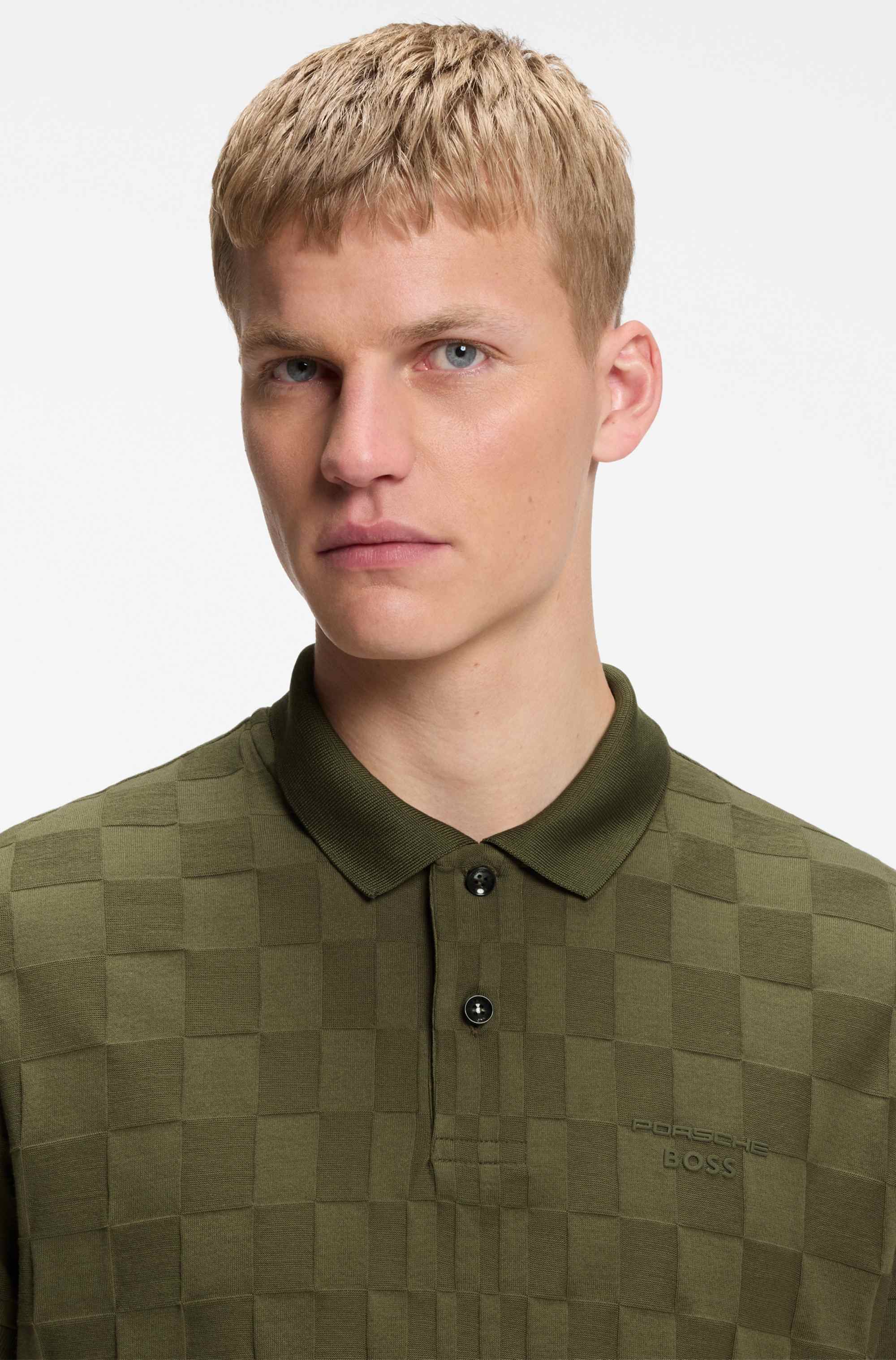 Porsche x BOSS polo shirt in jacquard-patterned cotton