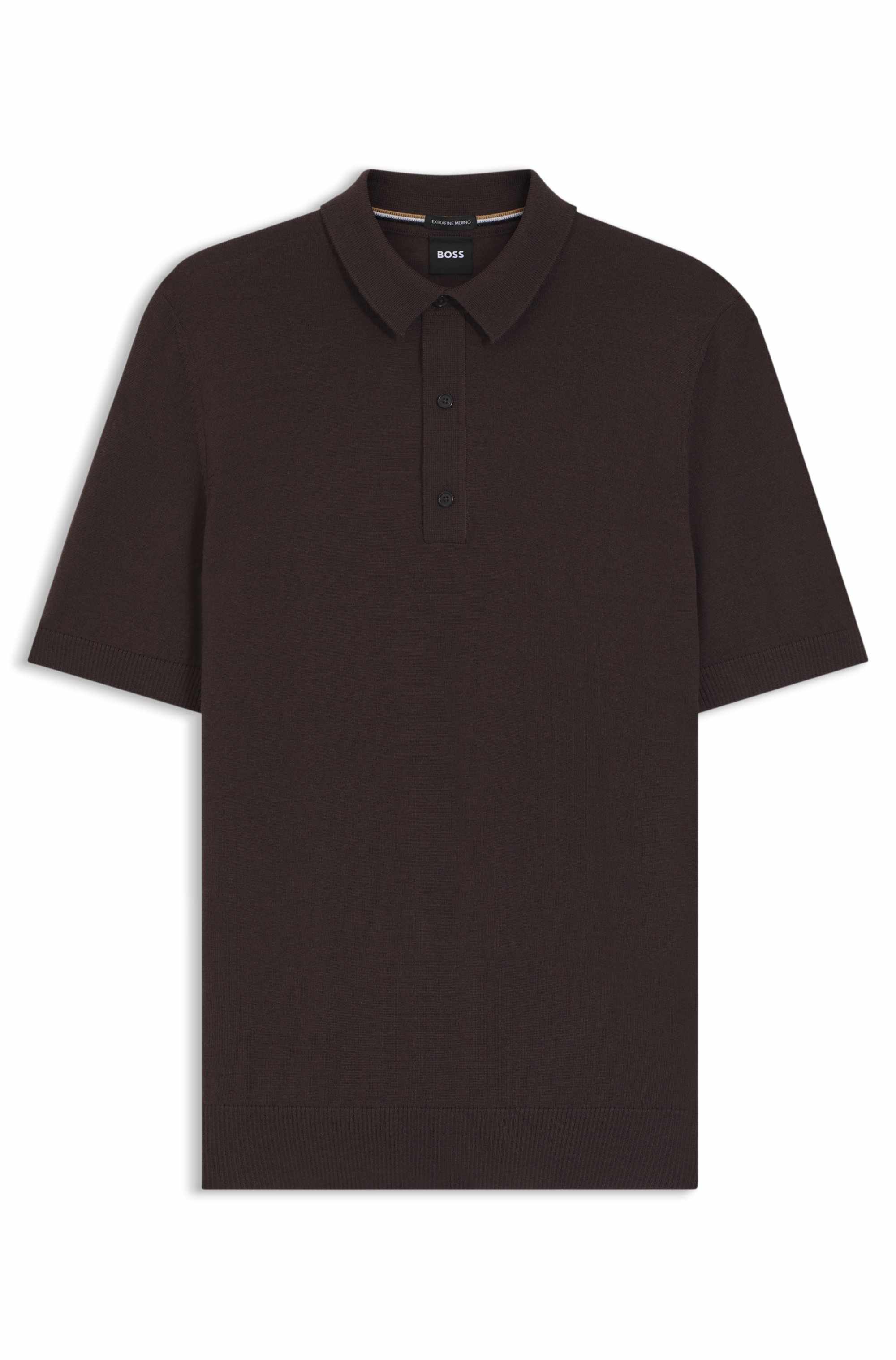 Short-sleeved sweater in virgin wool with polo collar