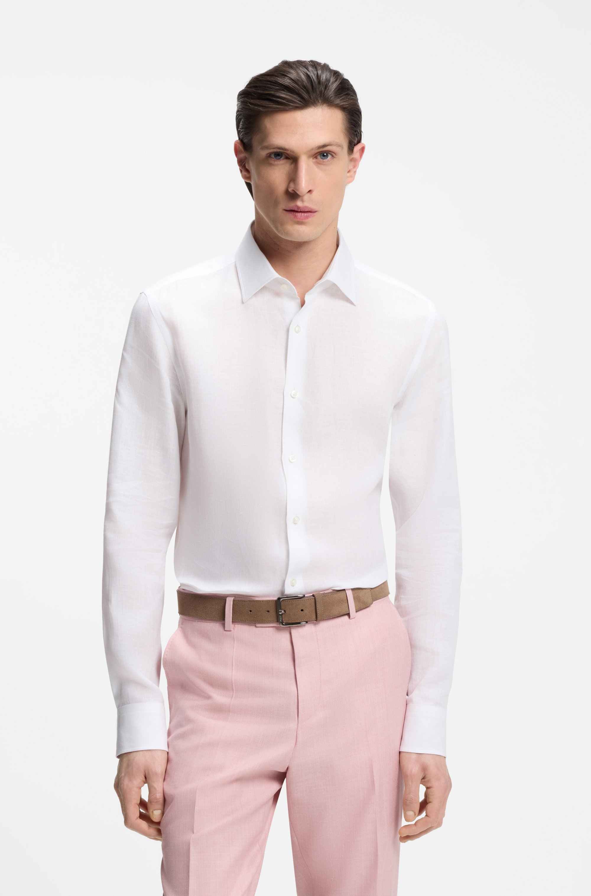 Slim-fit shirt in Italian-made linen