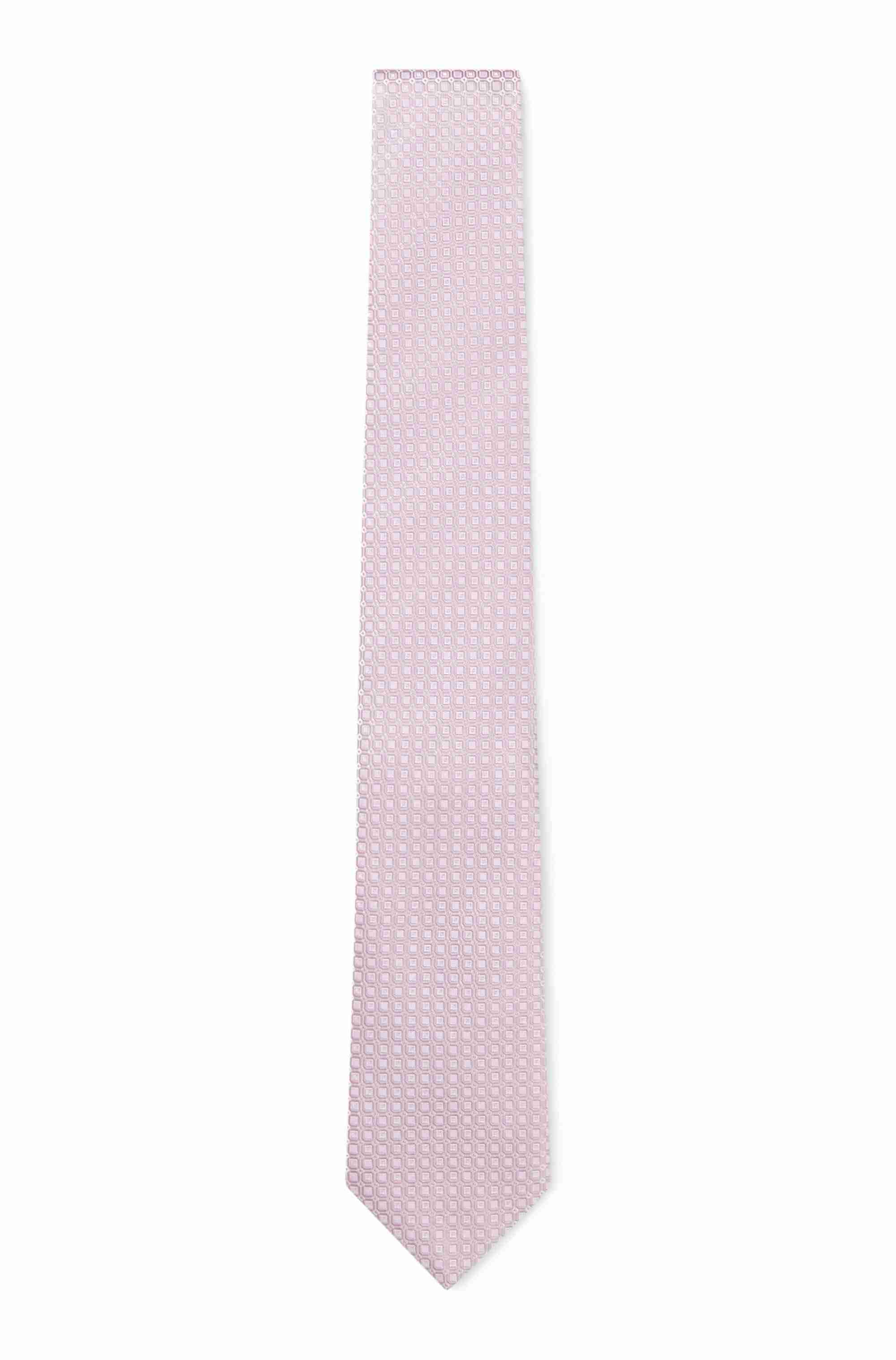 Silk-blend tie with jacquard-woven pattern