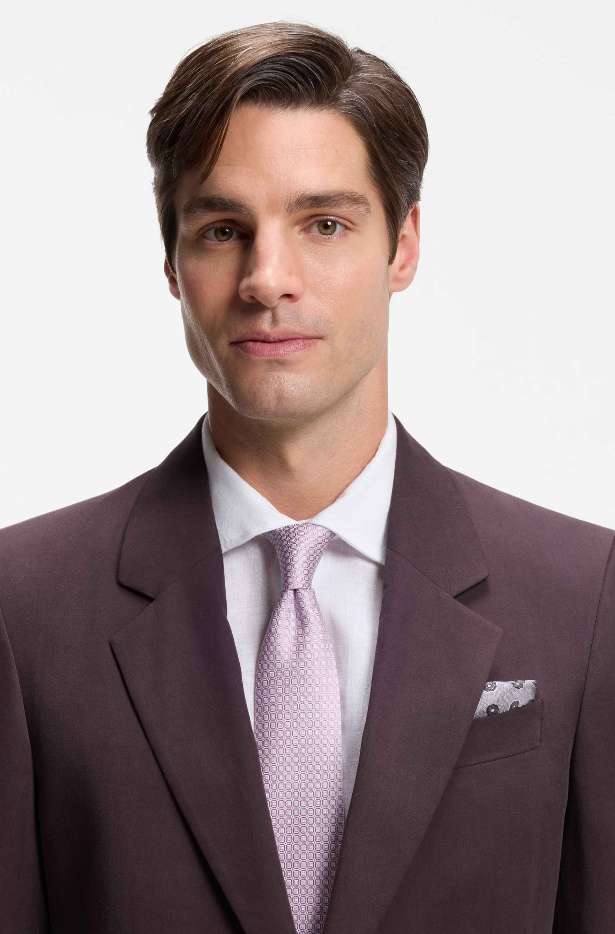 Silk-blend tie with jacquard-woven pattern