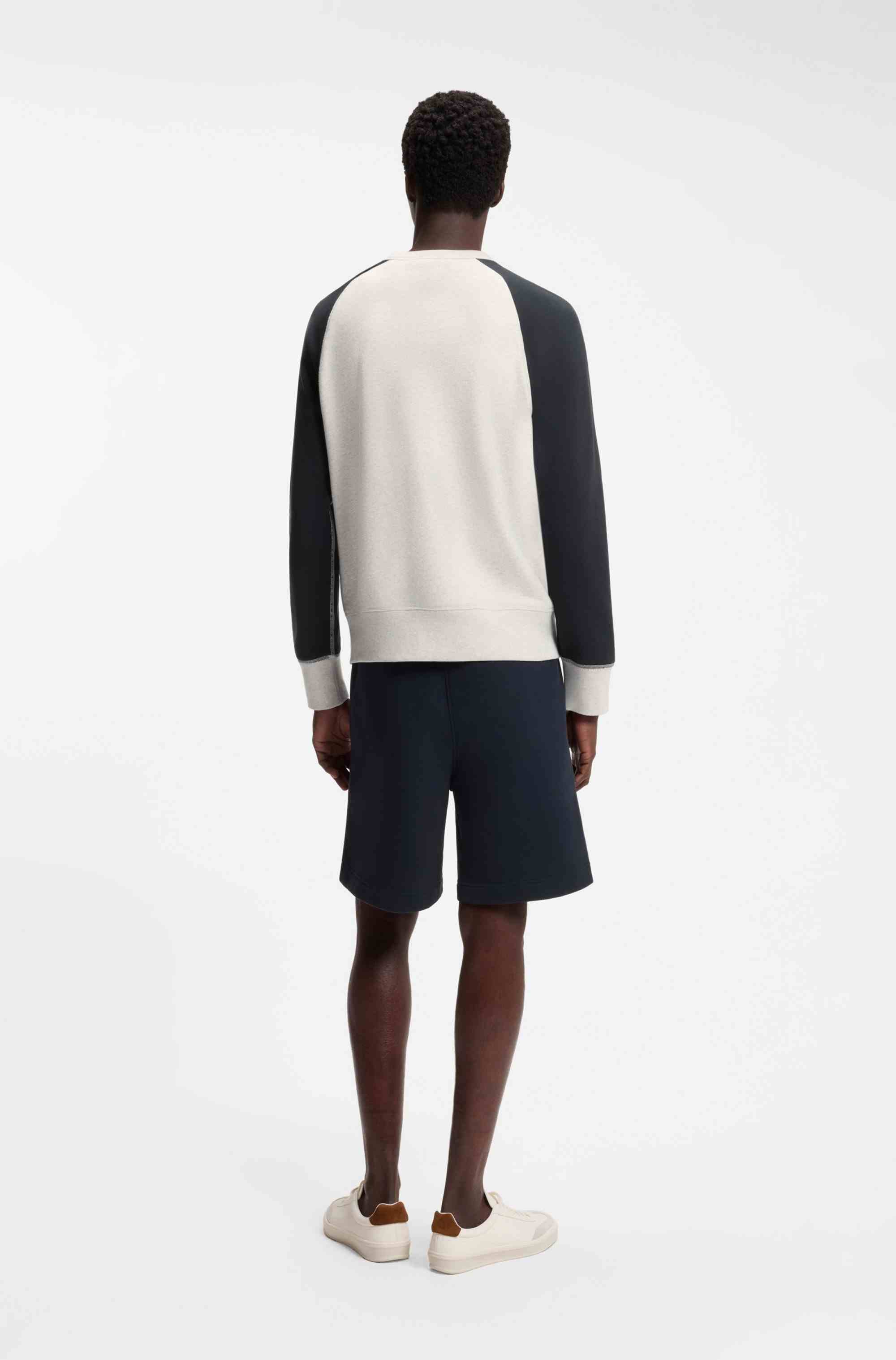 BOSS BY BECKHAM cotton sweater with colour-blocking