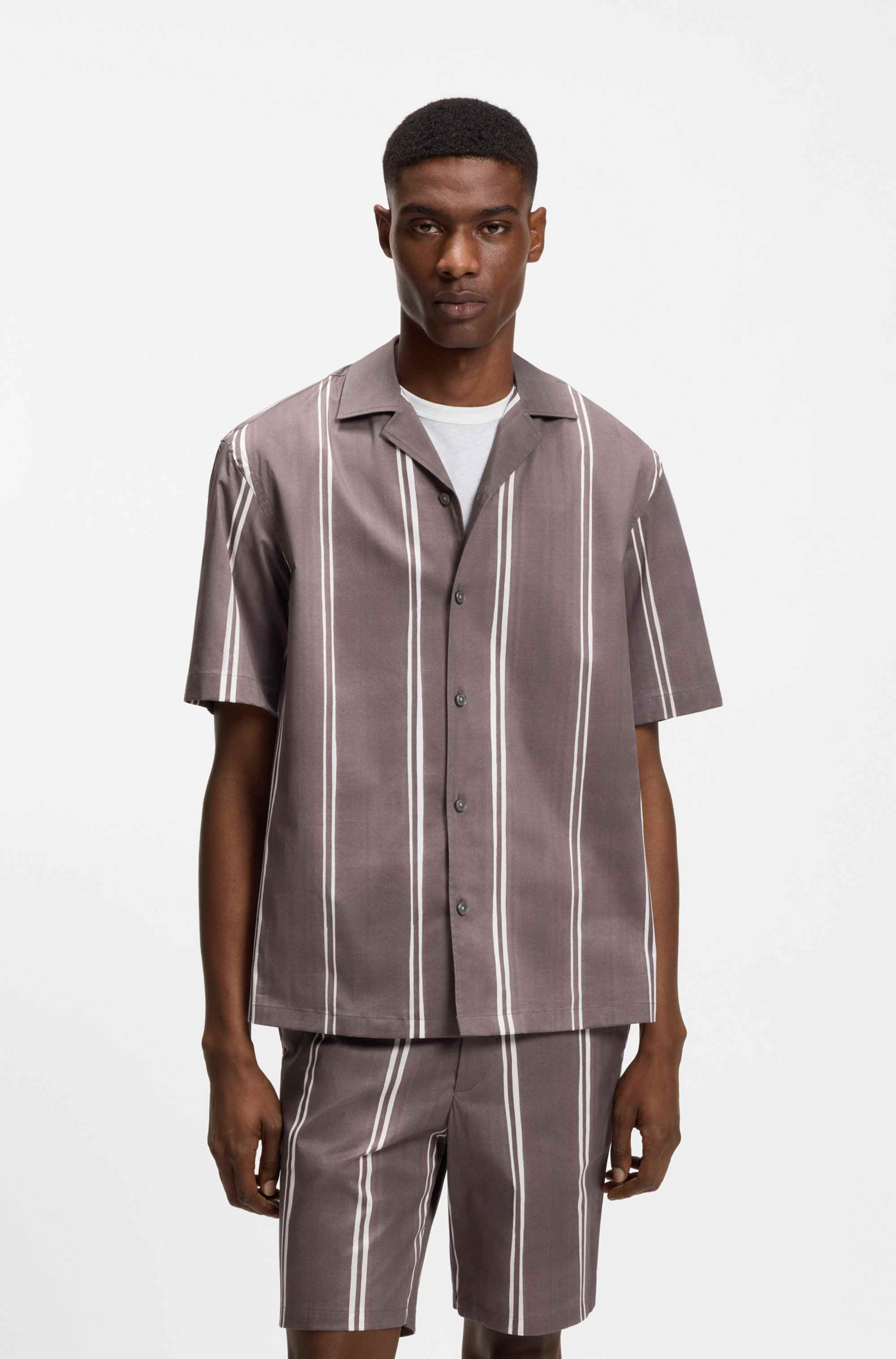 Relaxed-fit shirt in striped stretch cotton