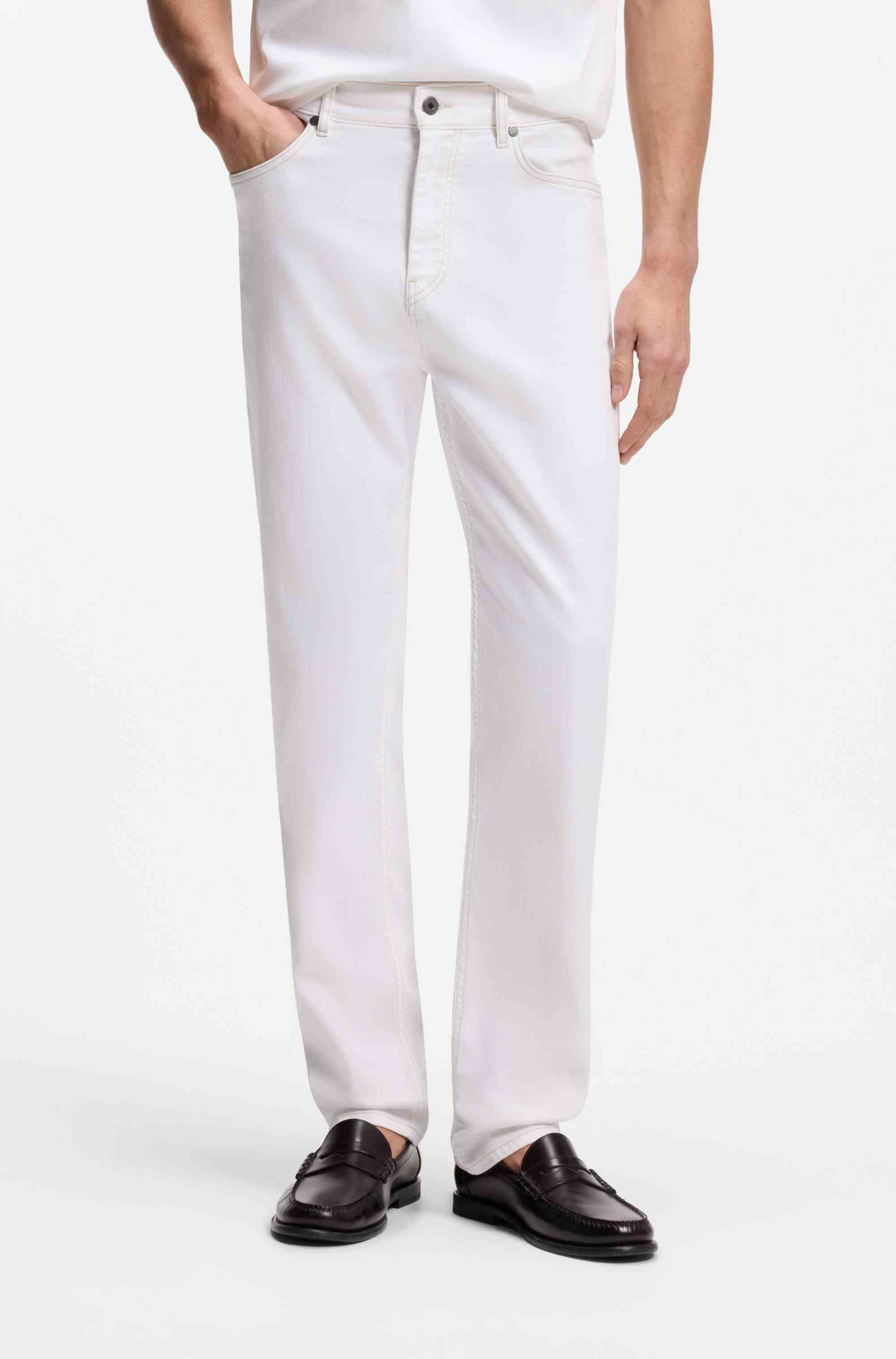 Five-pocket jeans in white stretch denim