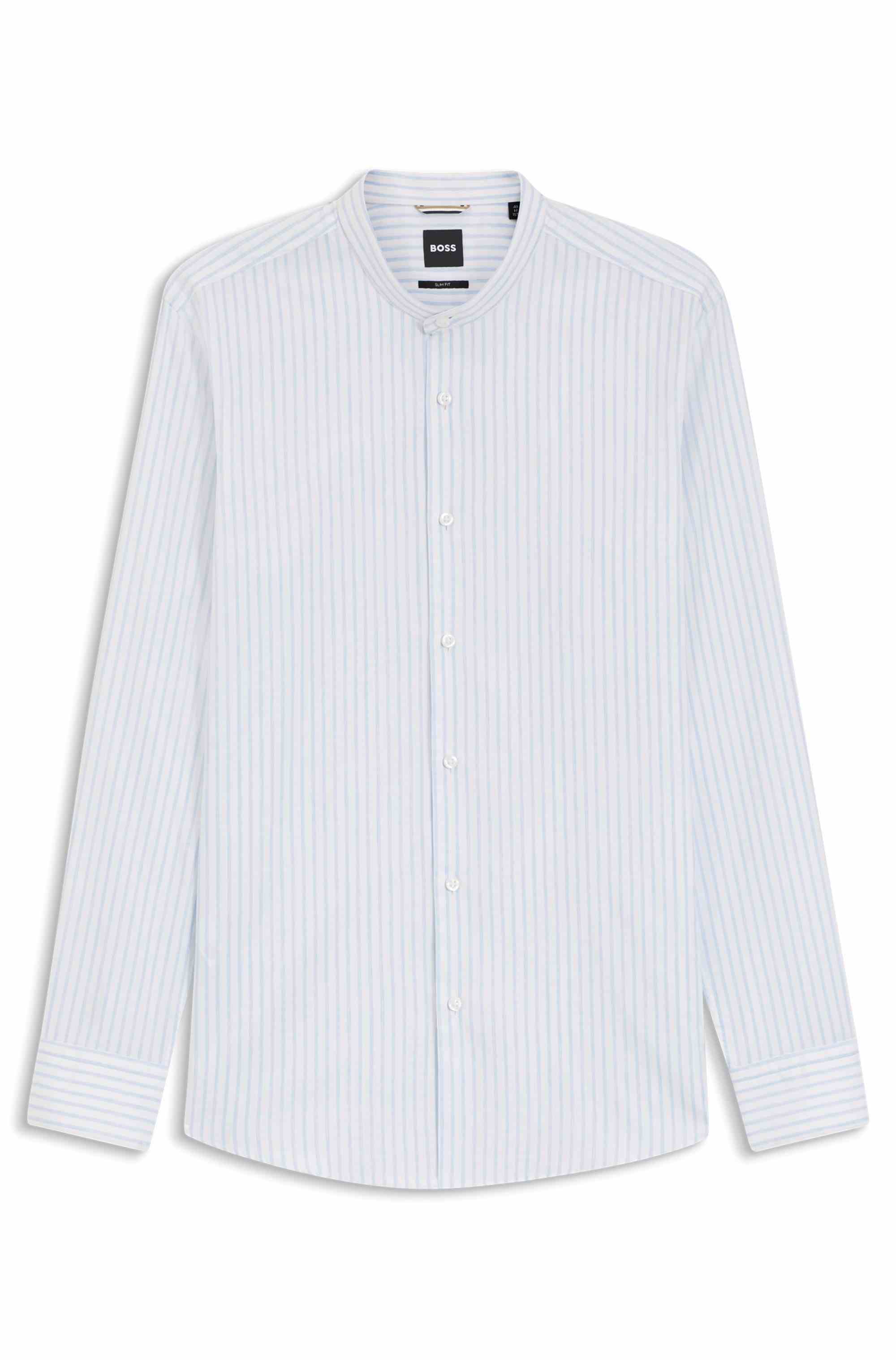 Slim-fit shirt in herringbone-stripe cotton