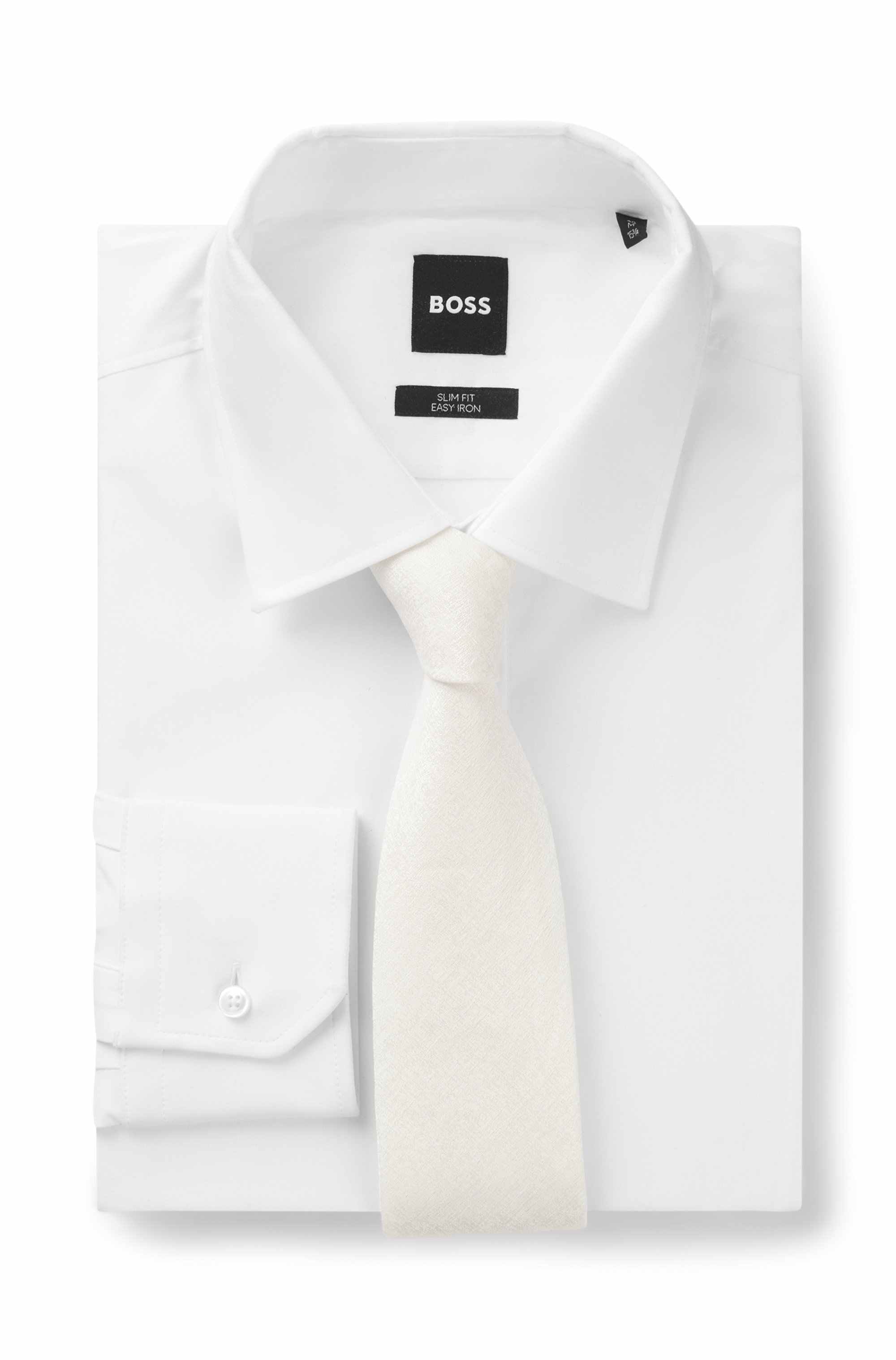 Jacquard-structured tie in linen and silk