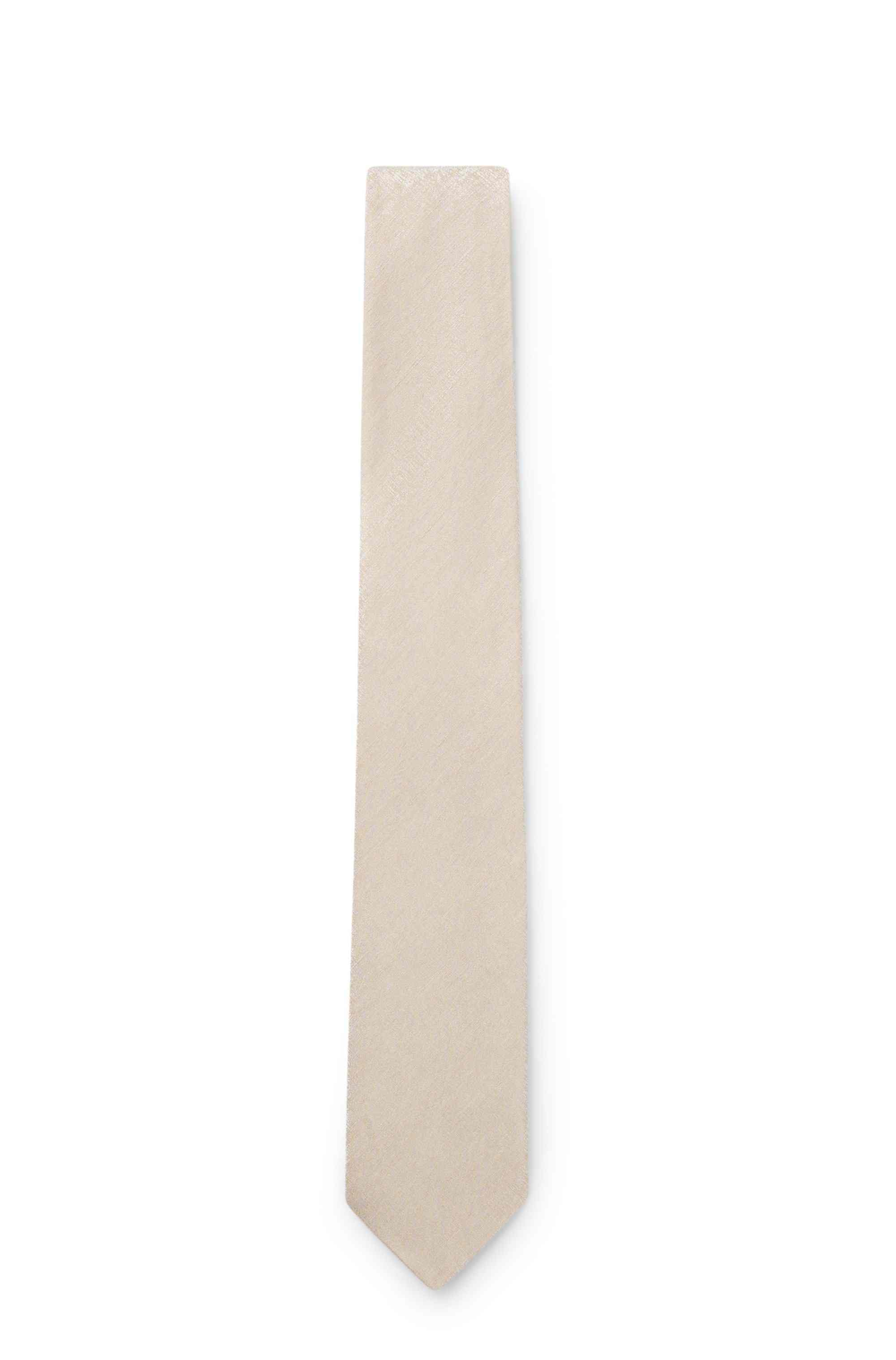 Jacquard-structured tie in linen and silk