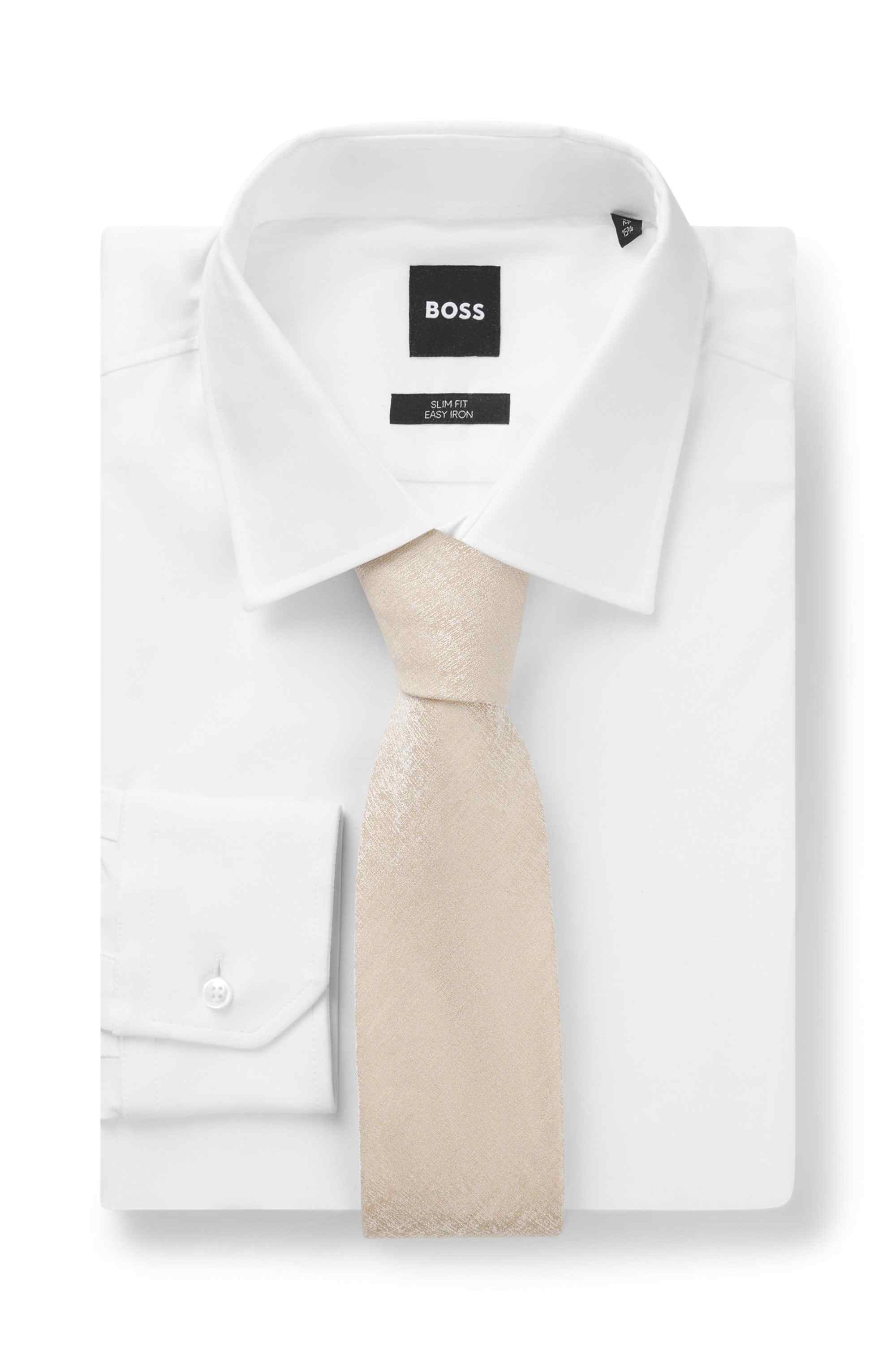 Jacquard-structured tie in linen and silk