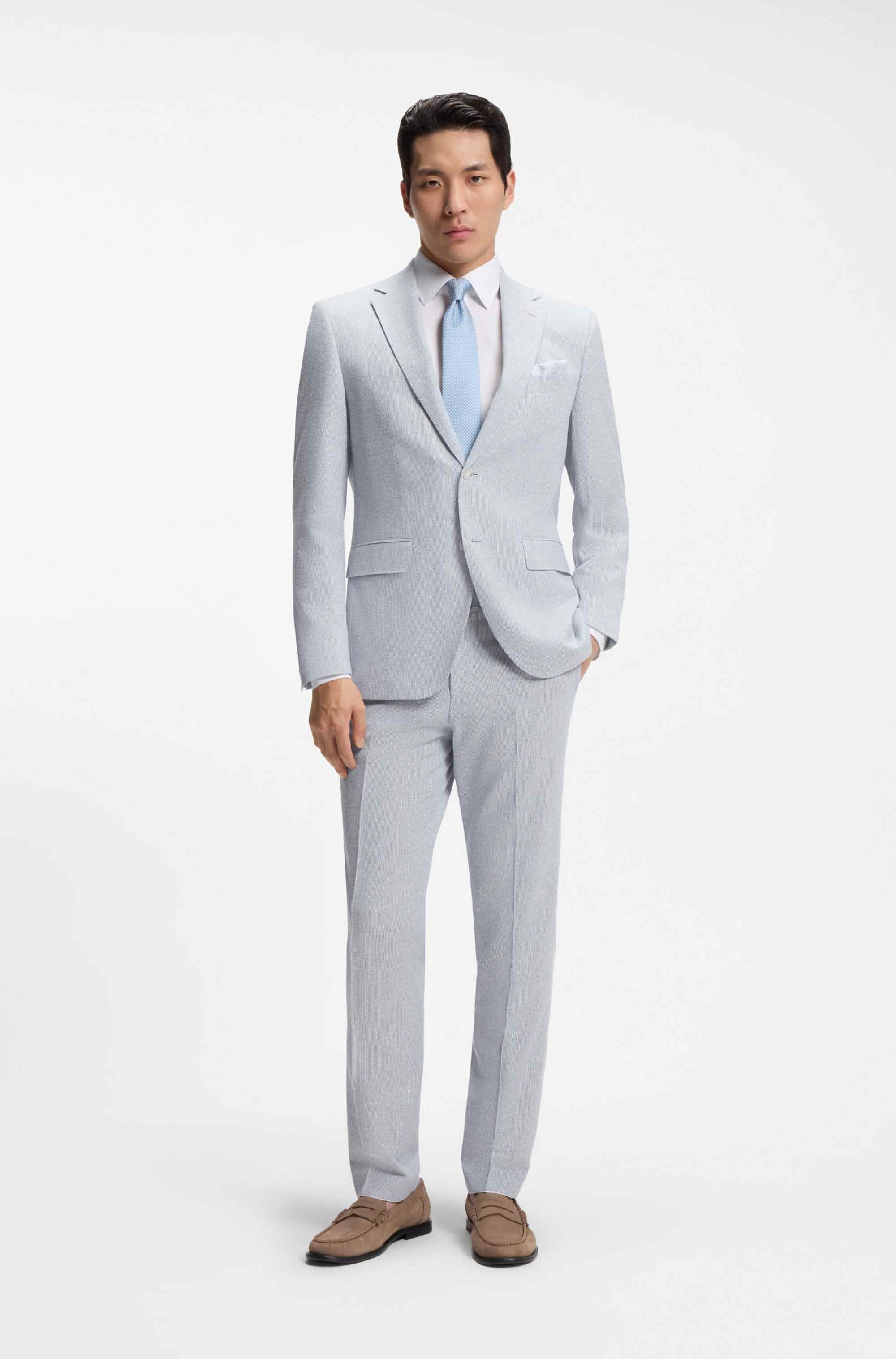 Two-piece regular-fit suit in stretch bouclé