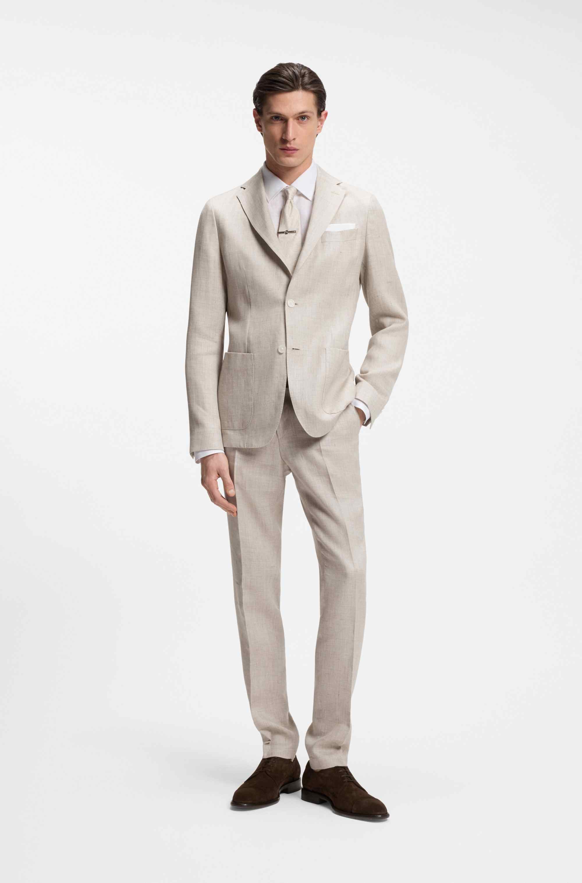 Slim-fit trousers in a linen blend