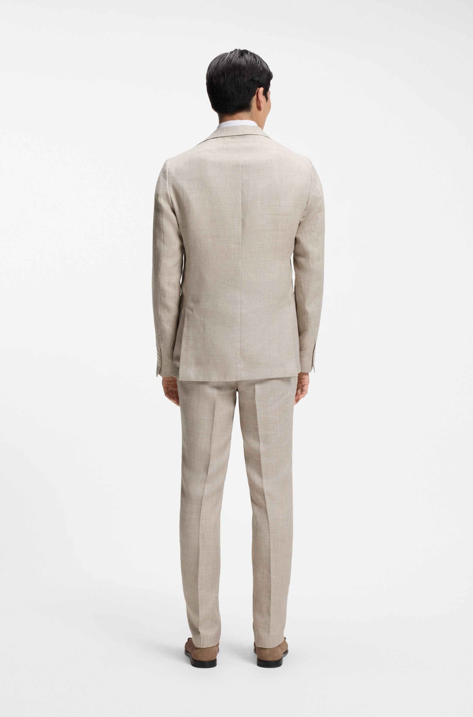 Slim-fit blazer in a micro-pattern linen blend