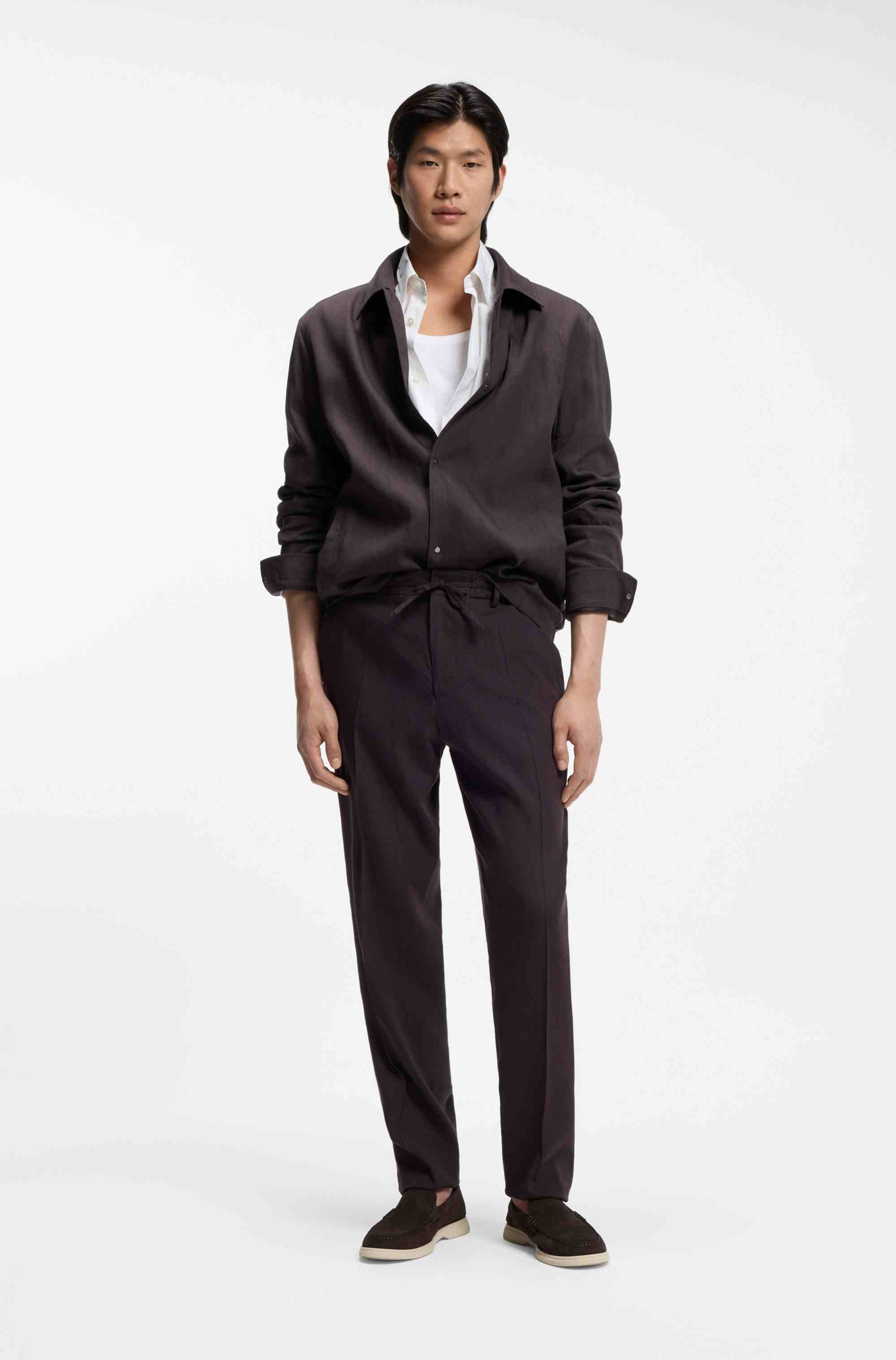 Relaxed-fit overshirt in washable tech linen