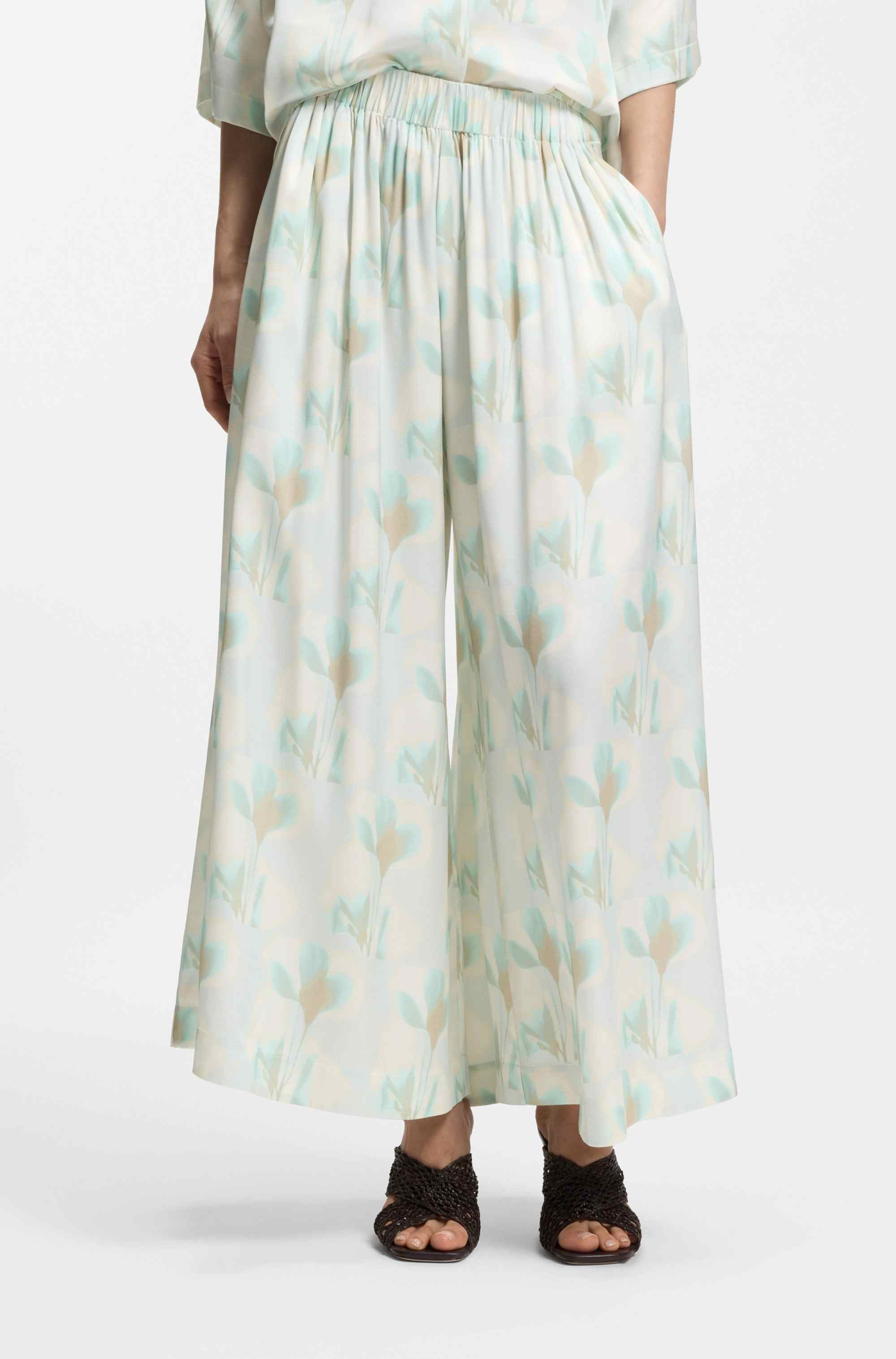 Wide-leg oversized-fit trousers with floral print