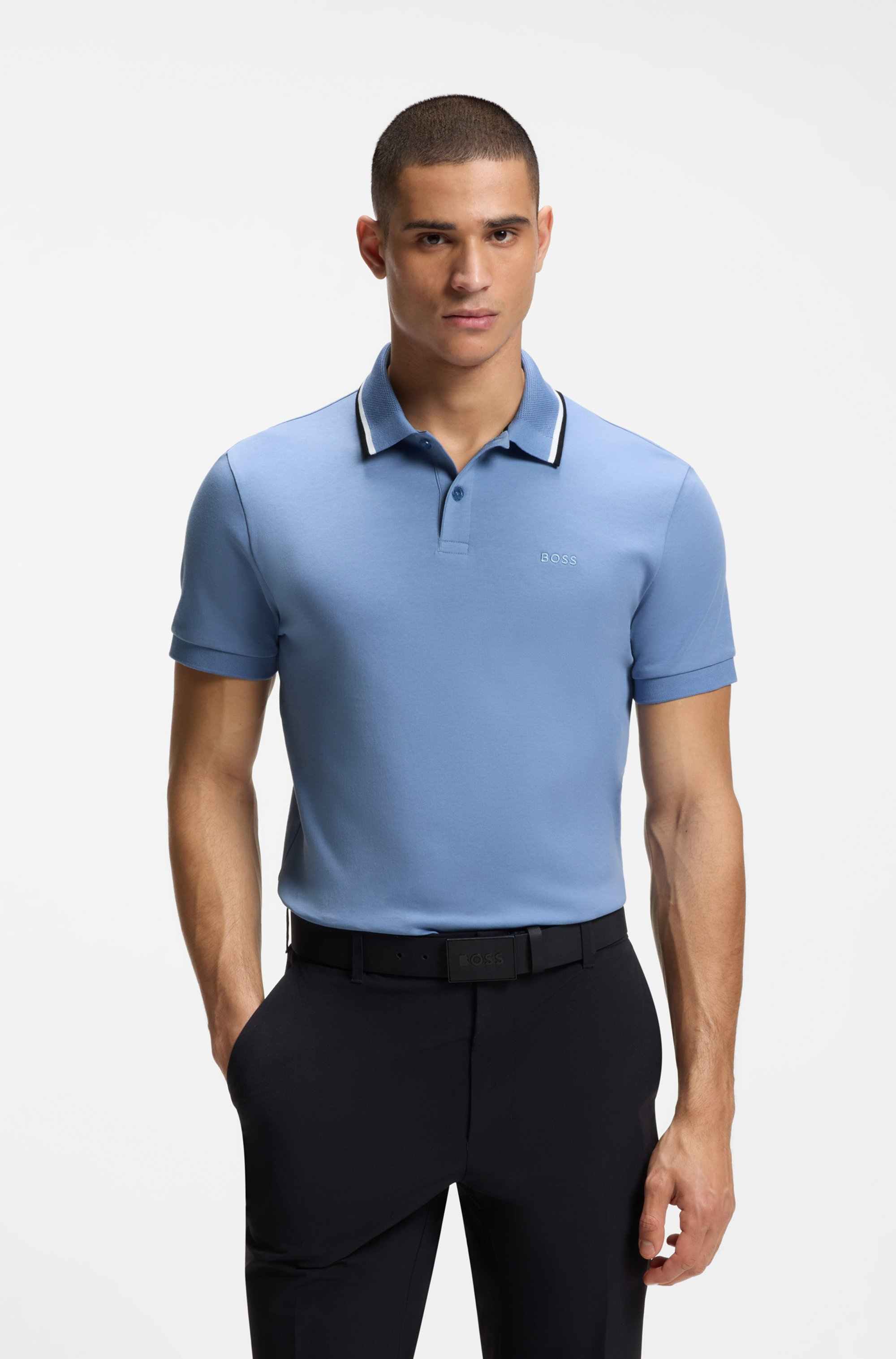 Paddy slim-fit polo shirt in interlock cotton