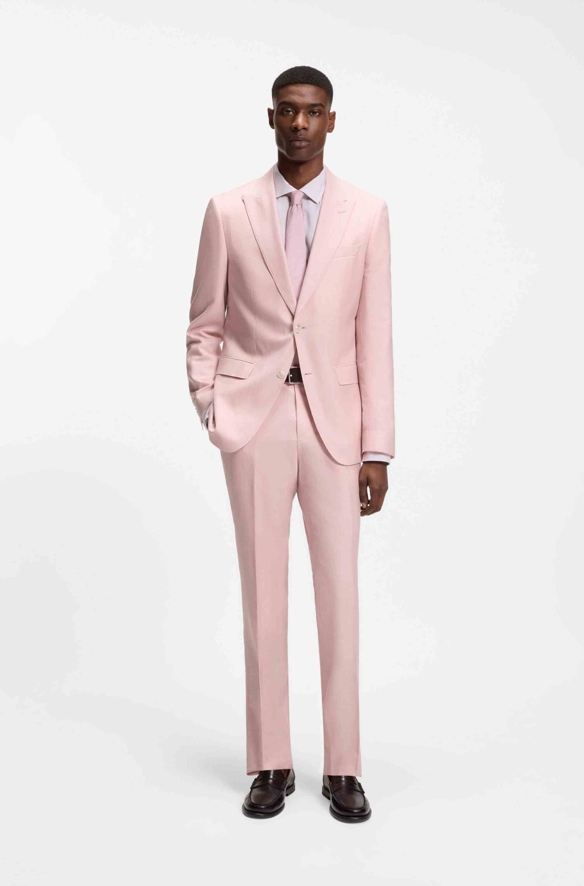 Slim-fit suit jacket in wool, silk and linen