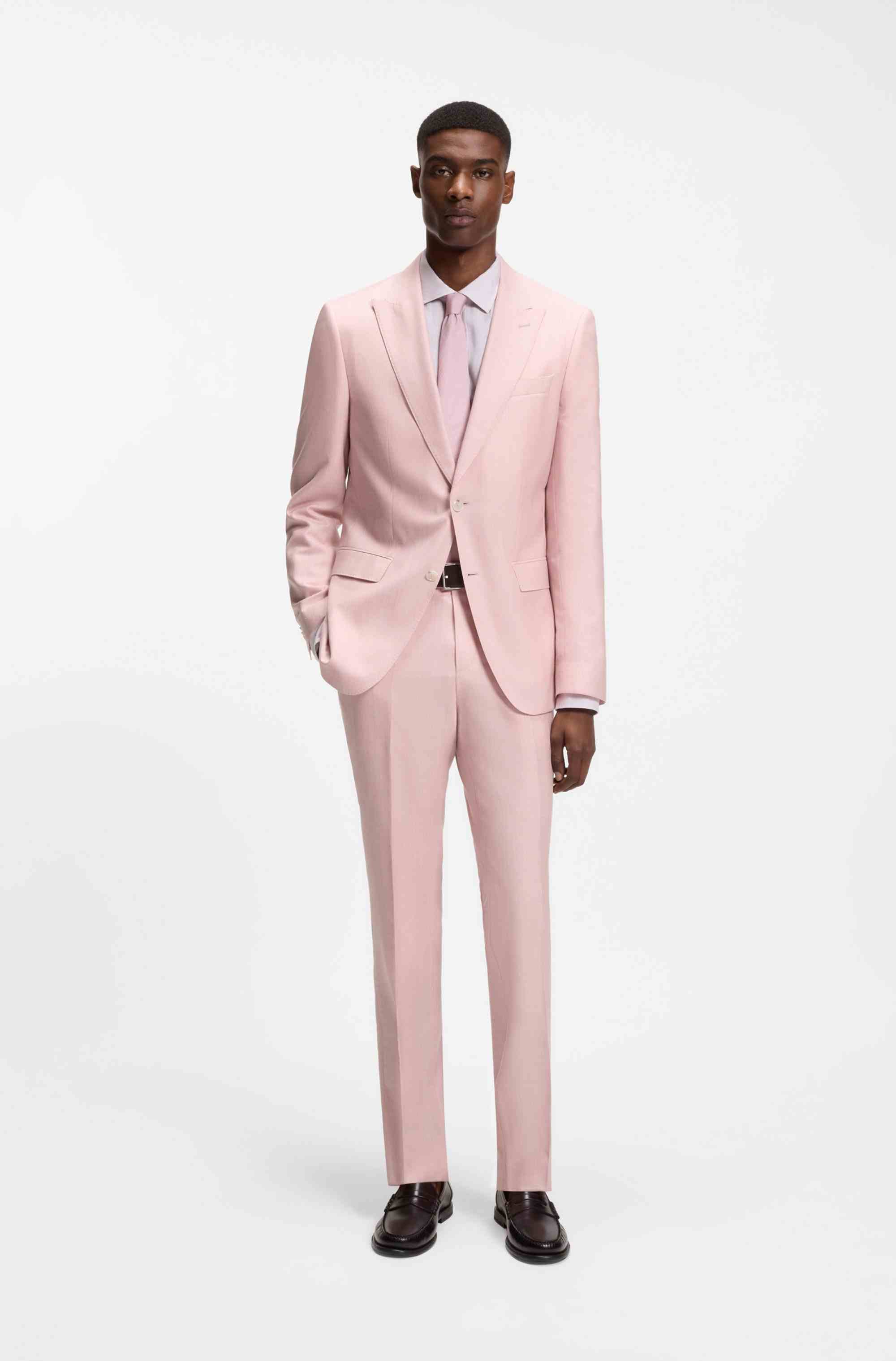 Slim-fit suit jacket in wool, silk and linen