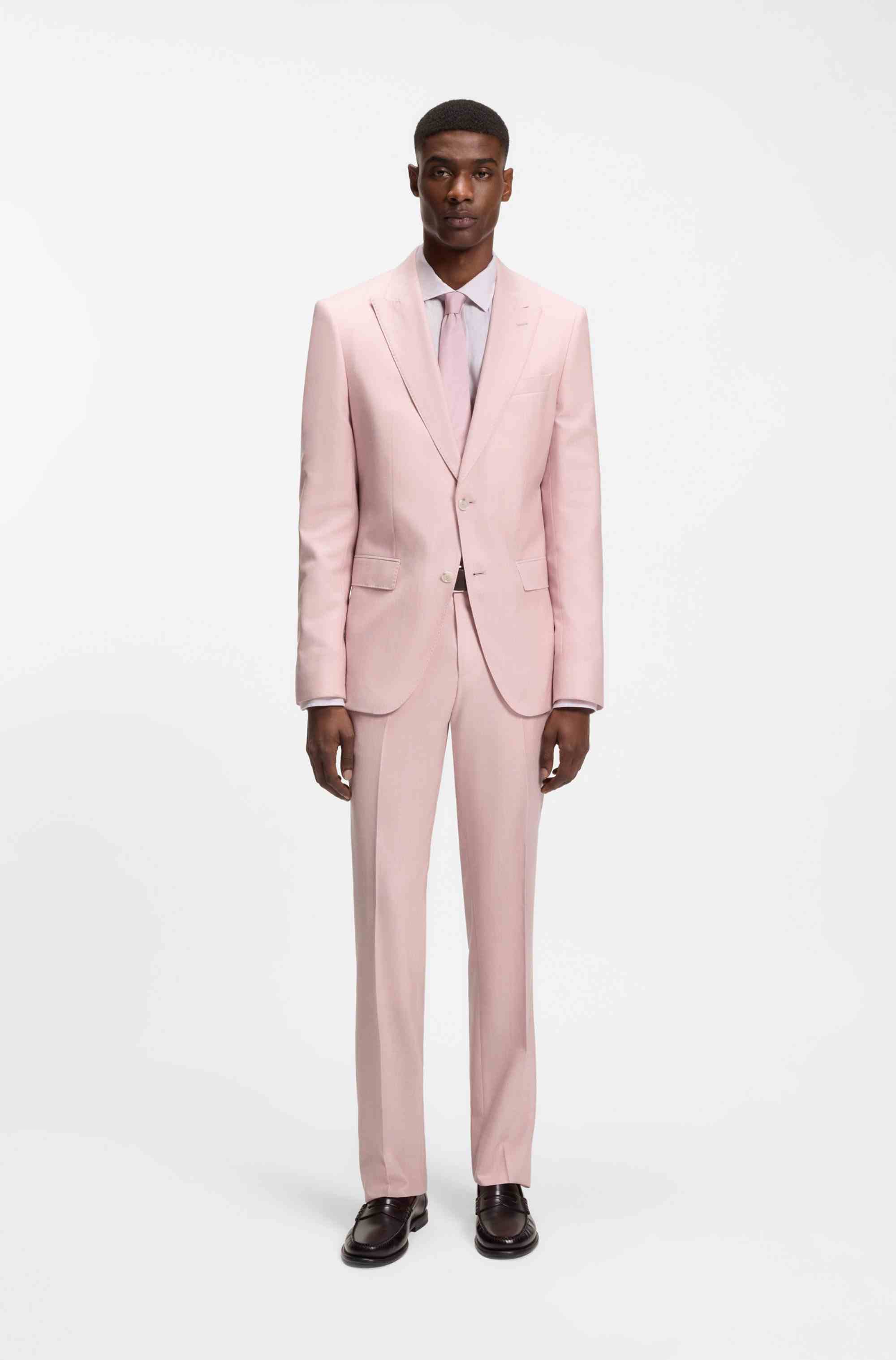 Slim-fit suit trousers in wool, silk and linen