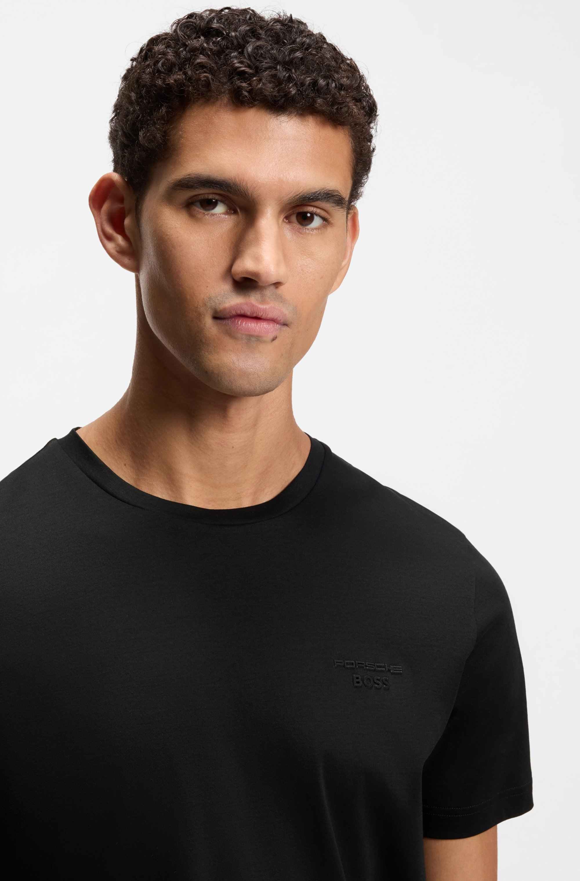 Porsche x BOSS mercerised-cotton T-shirt with reflective branding