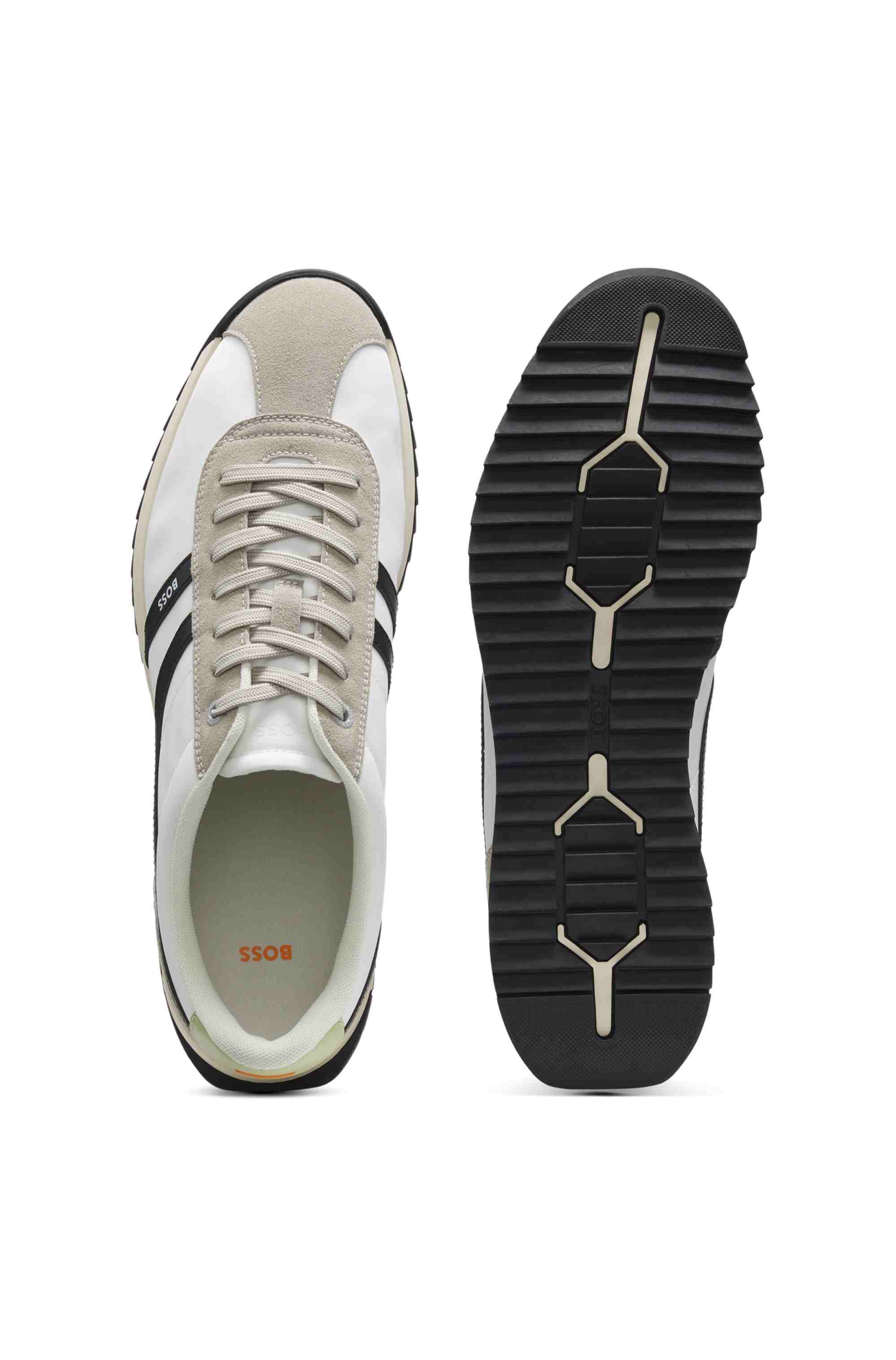 Logo trainers with faux suede trims