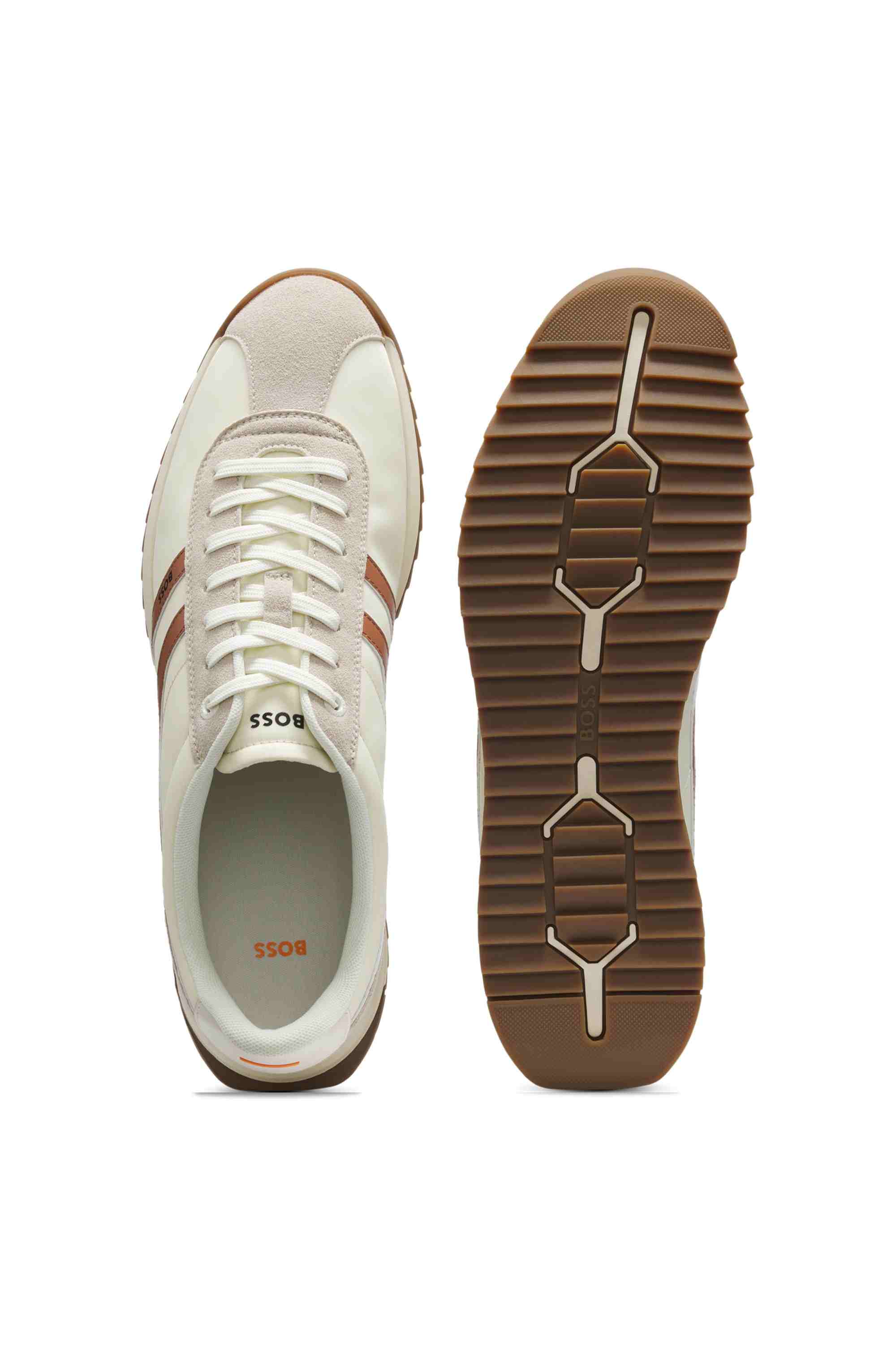 Logo trainers with faux suede trims