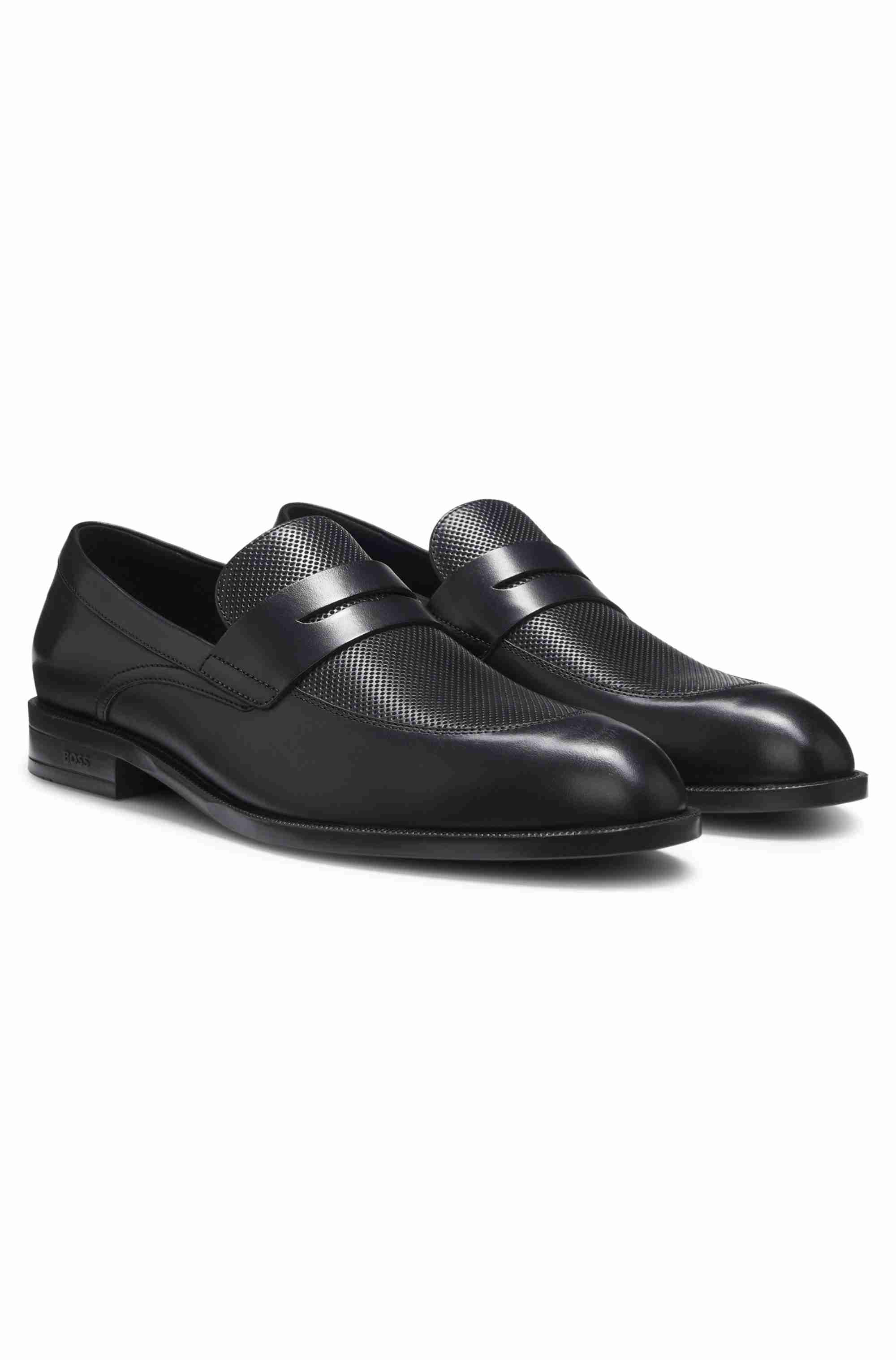 Leather loafers with penny trim