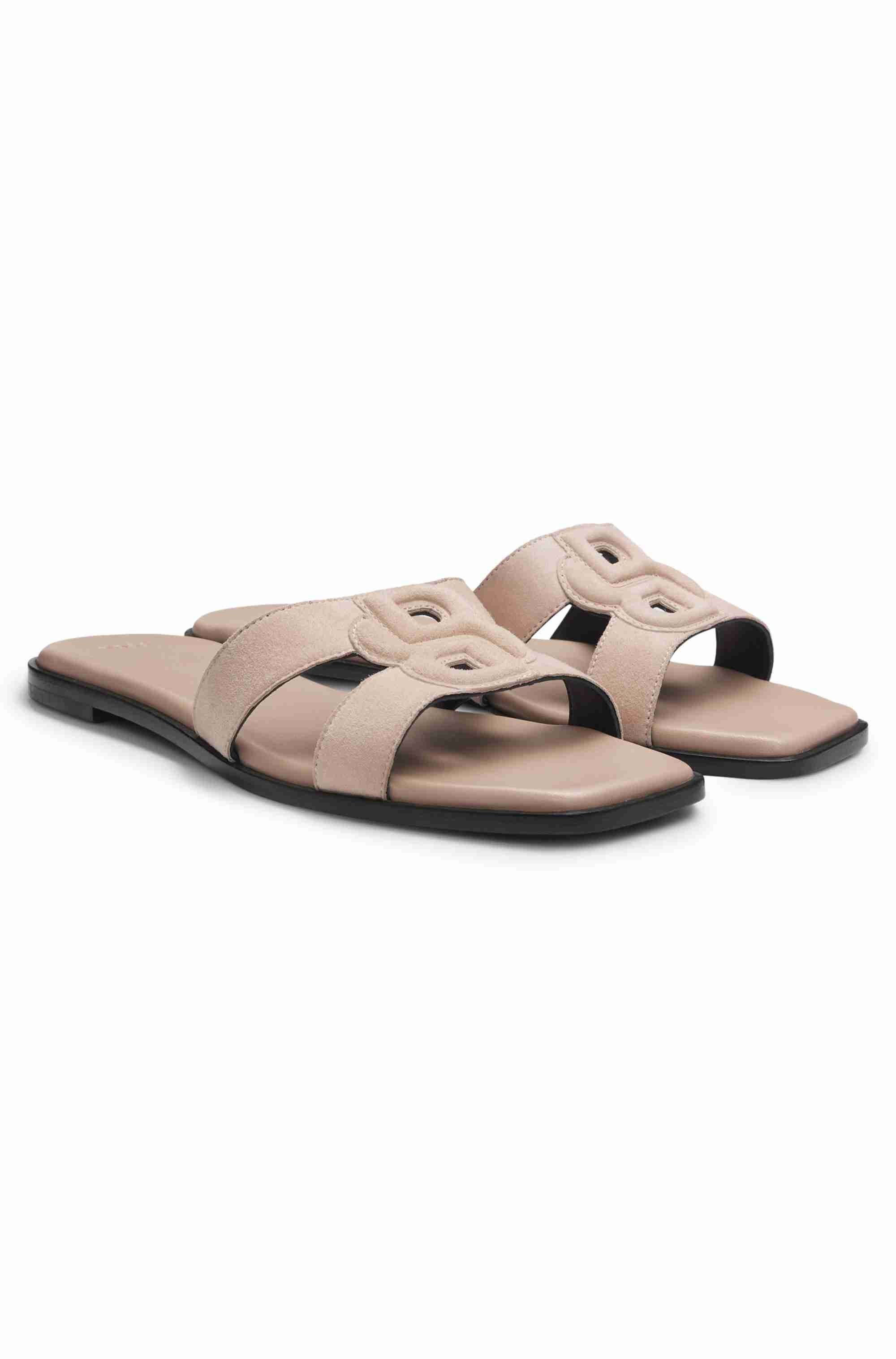 Suede slides with stitched Double B monogram