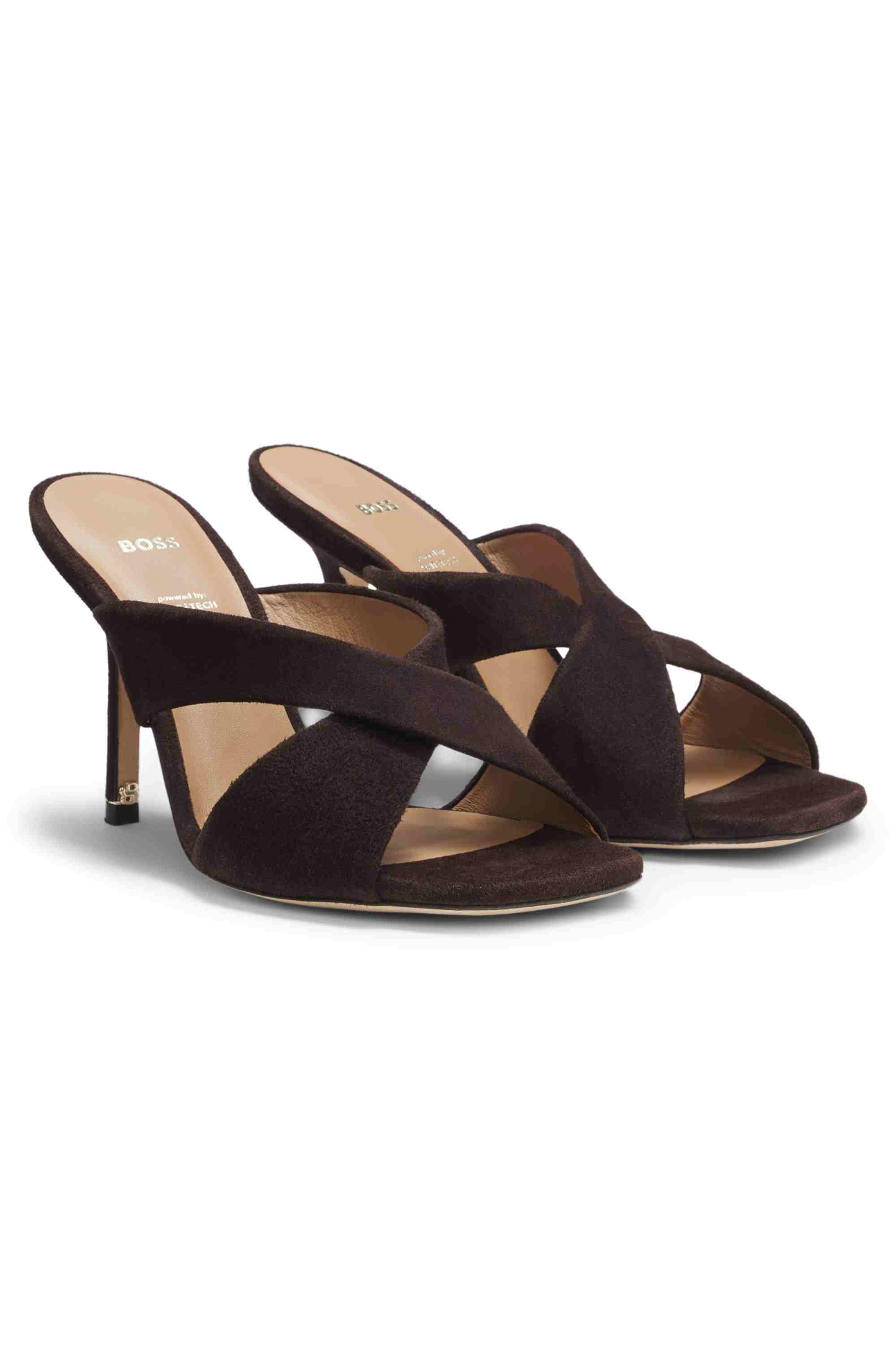 Suede sandals with crossover straps