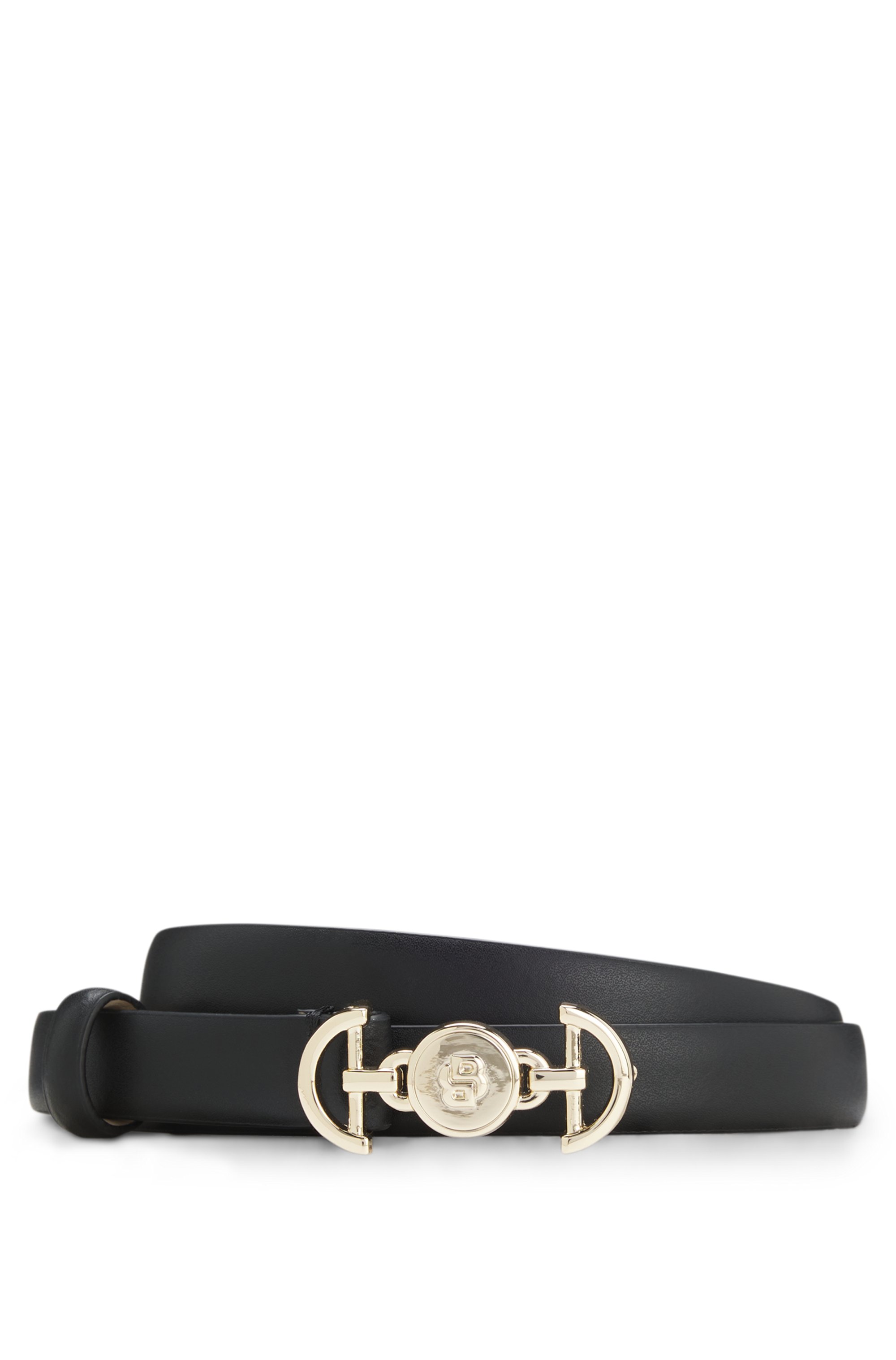 Italian-leather belt with Double B monogram buckle