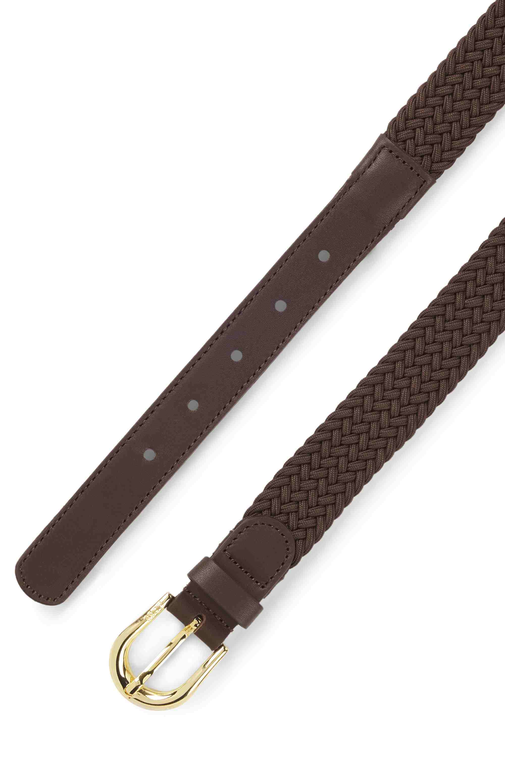 Woven belt with leather trims
